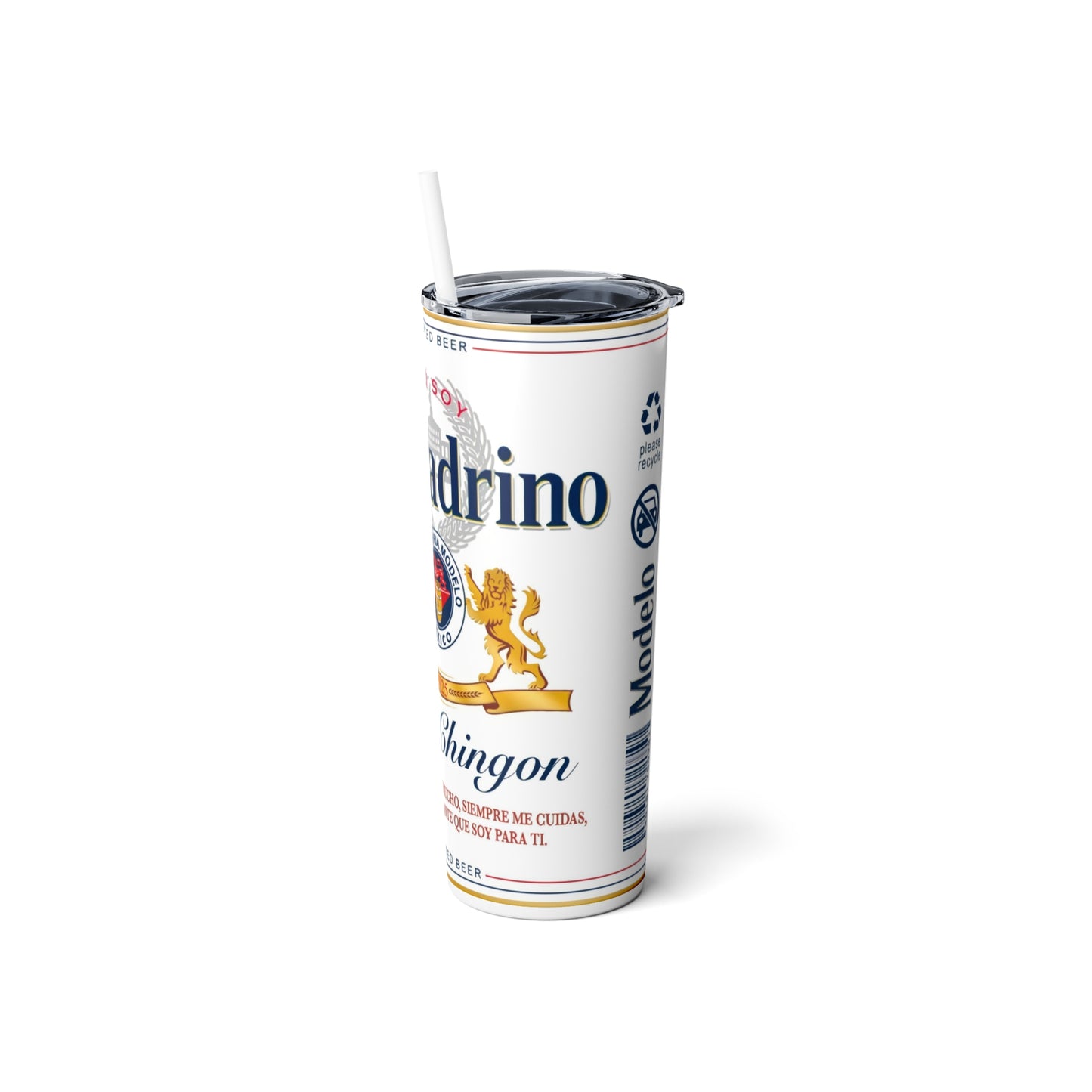 El Padrino Skinny Steel Tumbler with Straw, 20oz