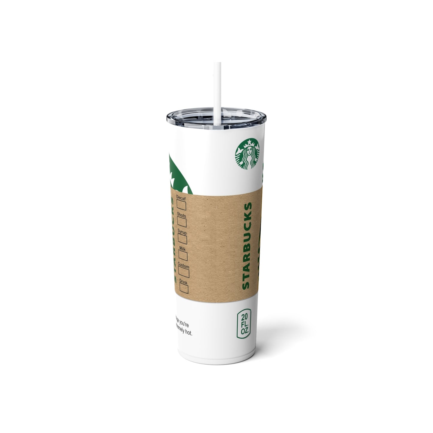 Coffee Inspired Skinny Steel Tumbler with Straw, 20oz