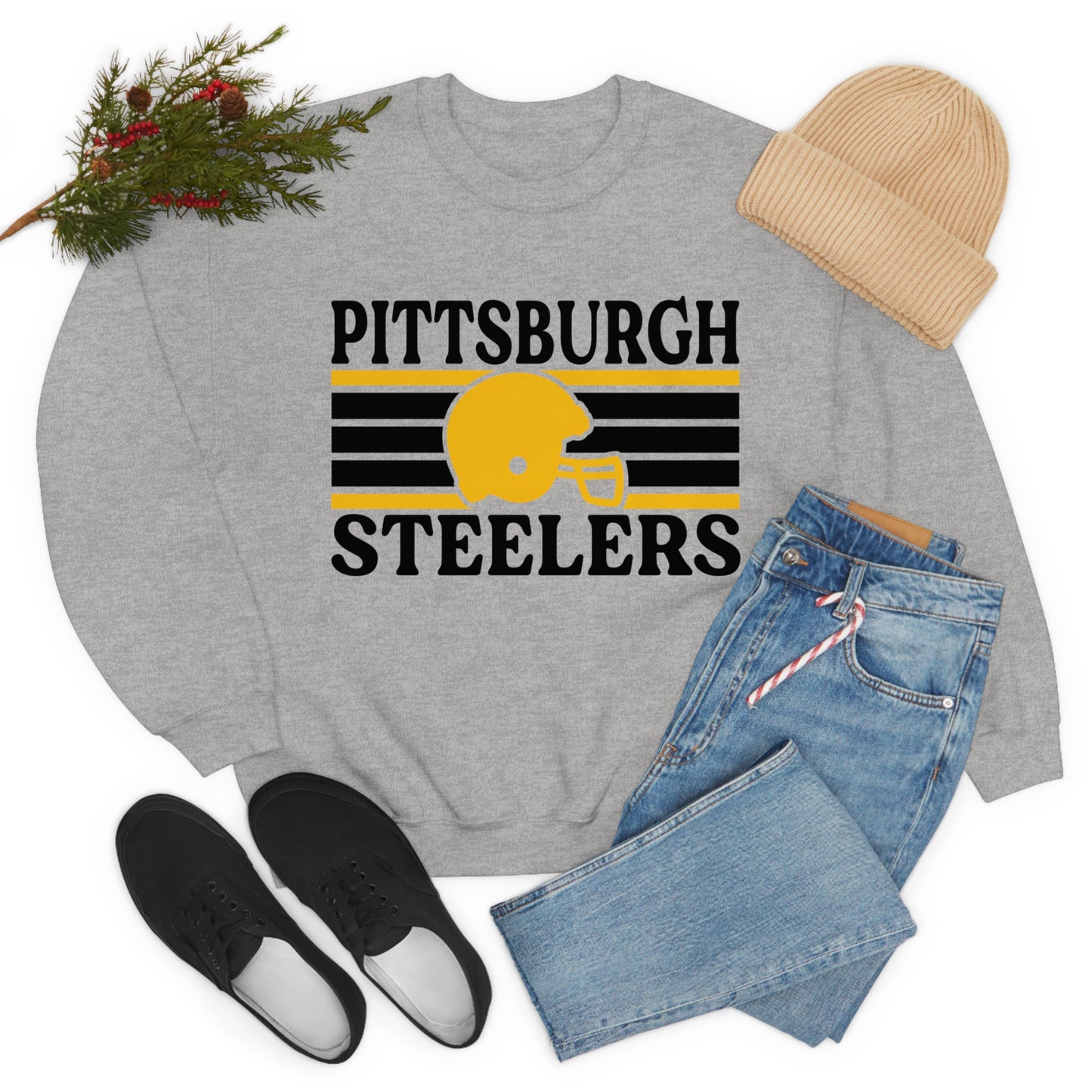 Retro Style Pittsburgh Football Unisex Heavy Blend Crewneck Sweatshirt