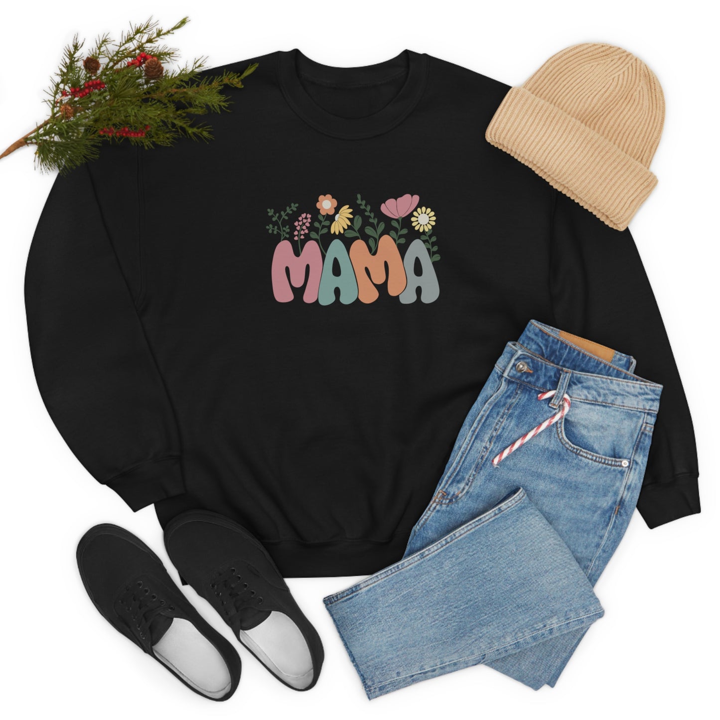 Mama Floral Unisex DryBlend® Crewneck Sweatshirt