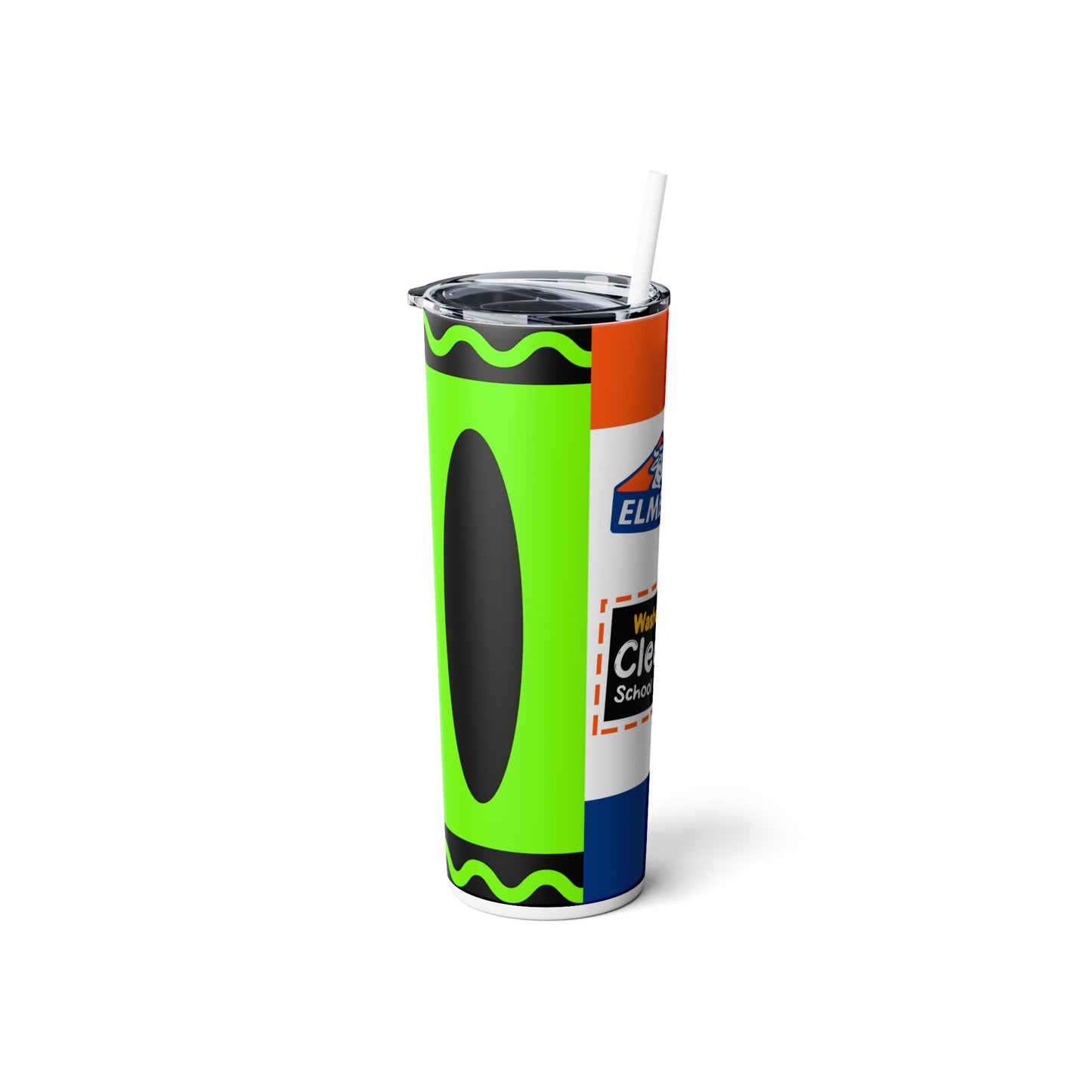 Teacher School Supply - Green Skinny Steel Tumbler with Straw, 20oz