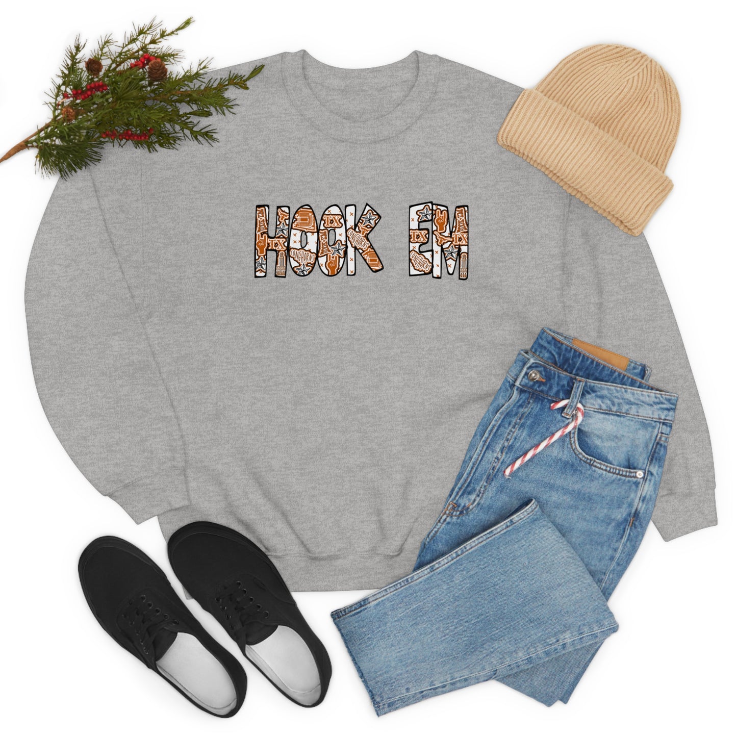 UT Hook Em Austin Texas Longhorn Football Unisex Heavy Blend Crewneck Sweatshirt