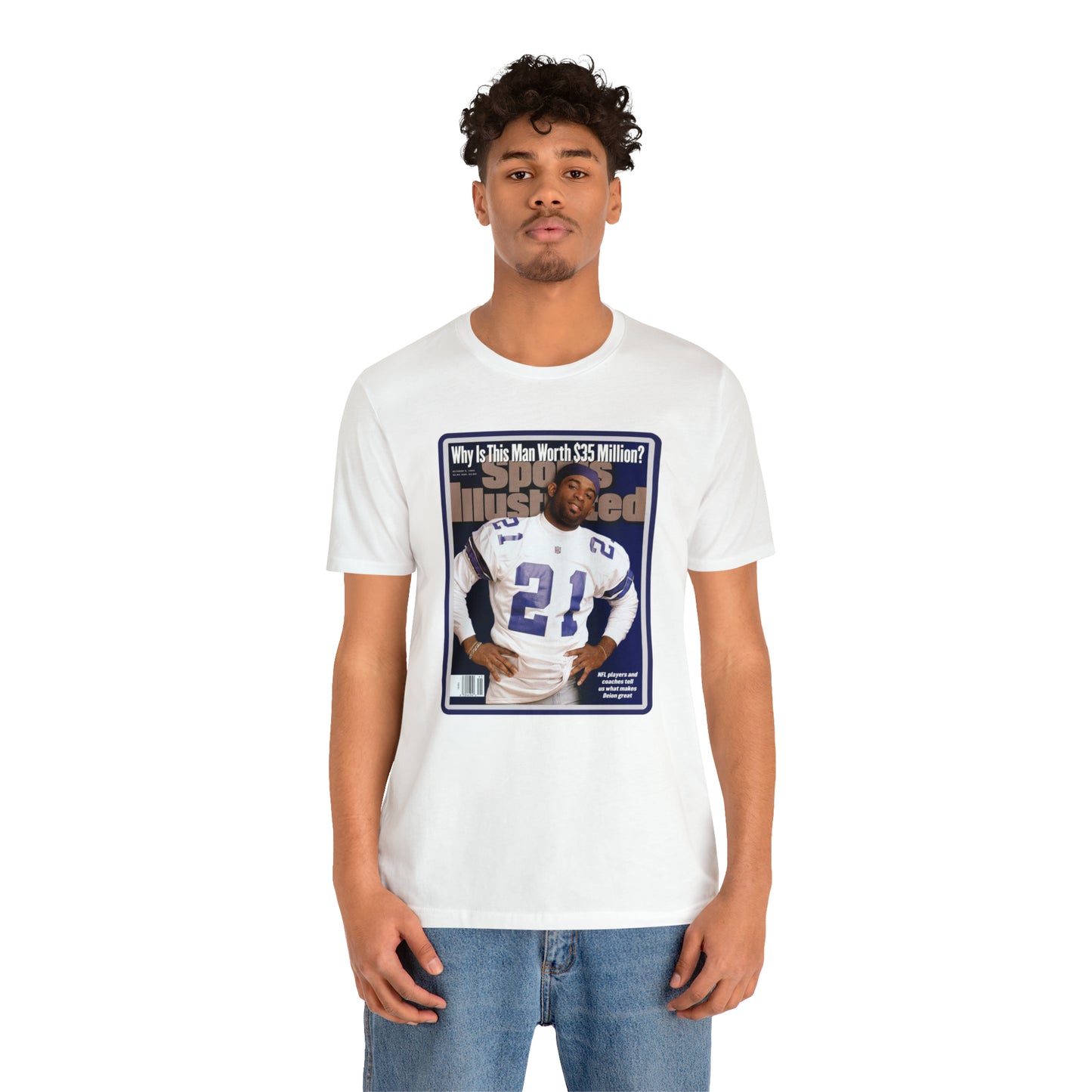 90s Throwback Dallas Cowboys Deion Sanders Sports Illustrated Magazine Unisex Jersey Short Sleeve Tee
