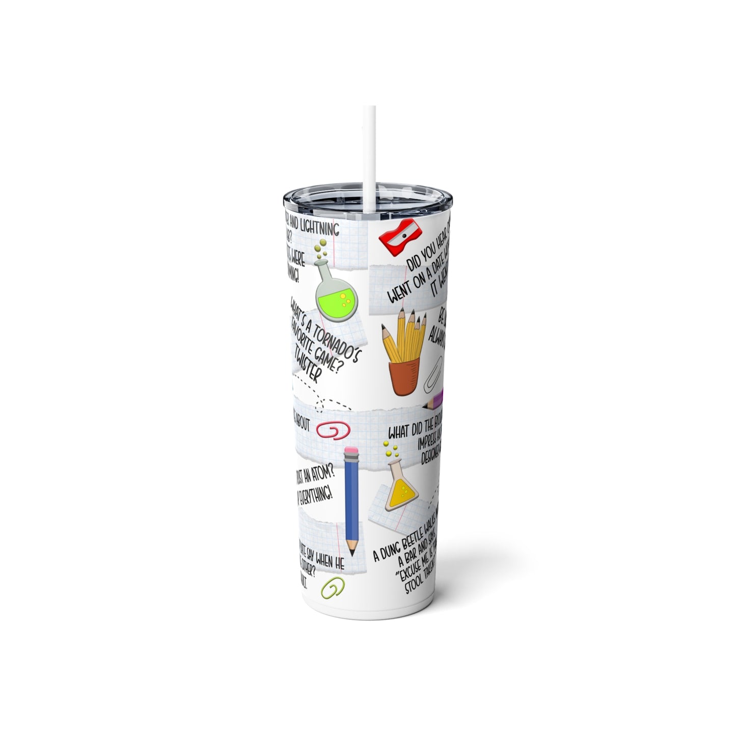 Science Teacher Skinny Steel Tumbler with Straw, 20oz