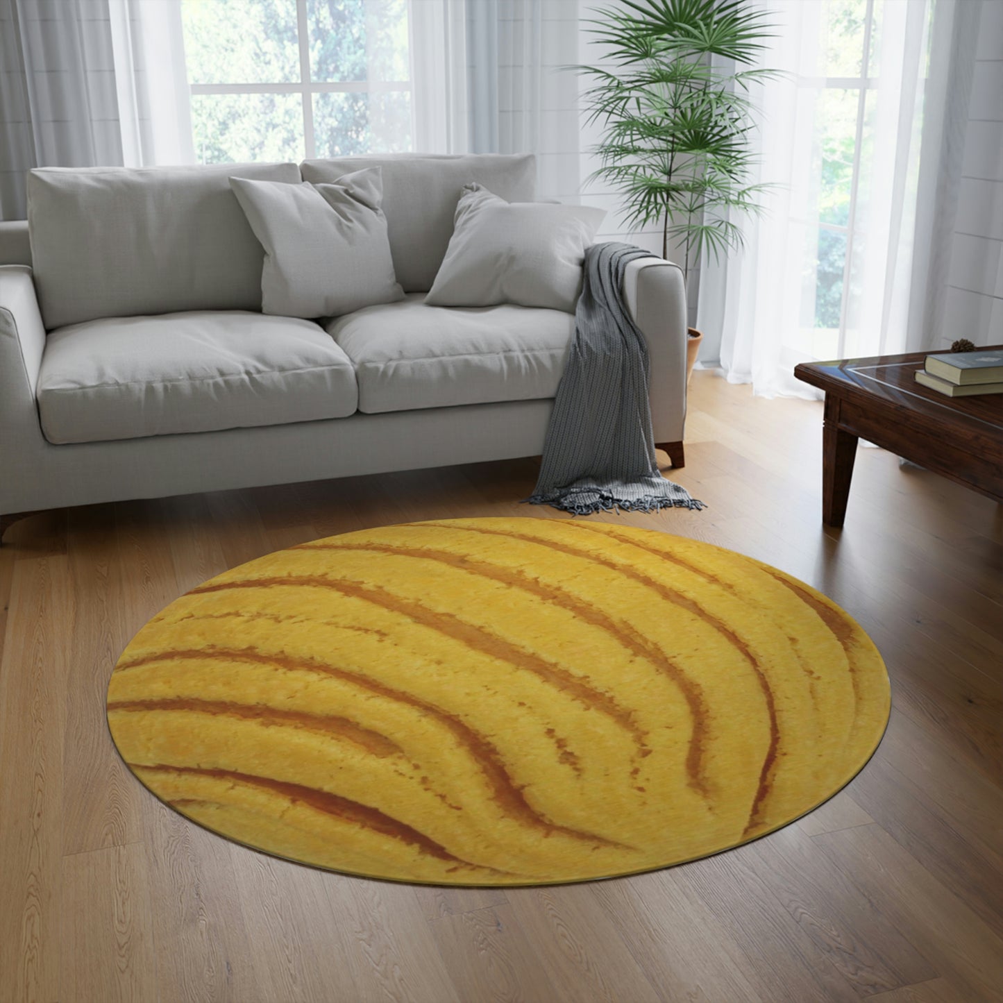 Yellow Concha Round Rug
