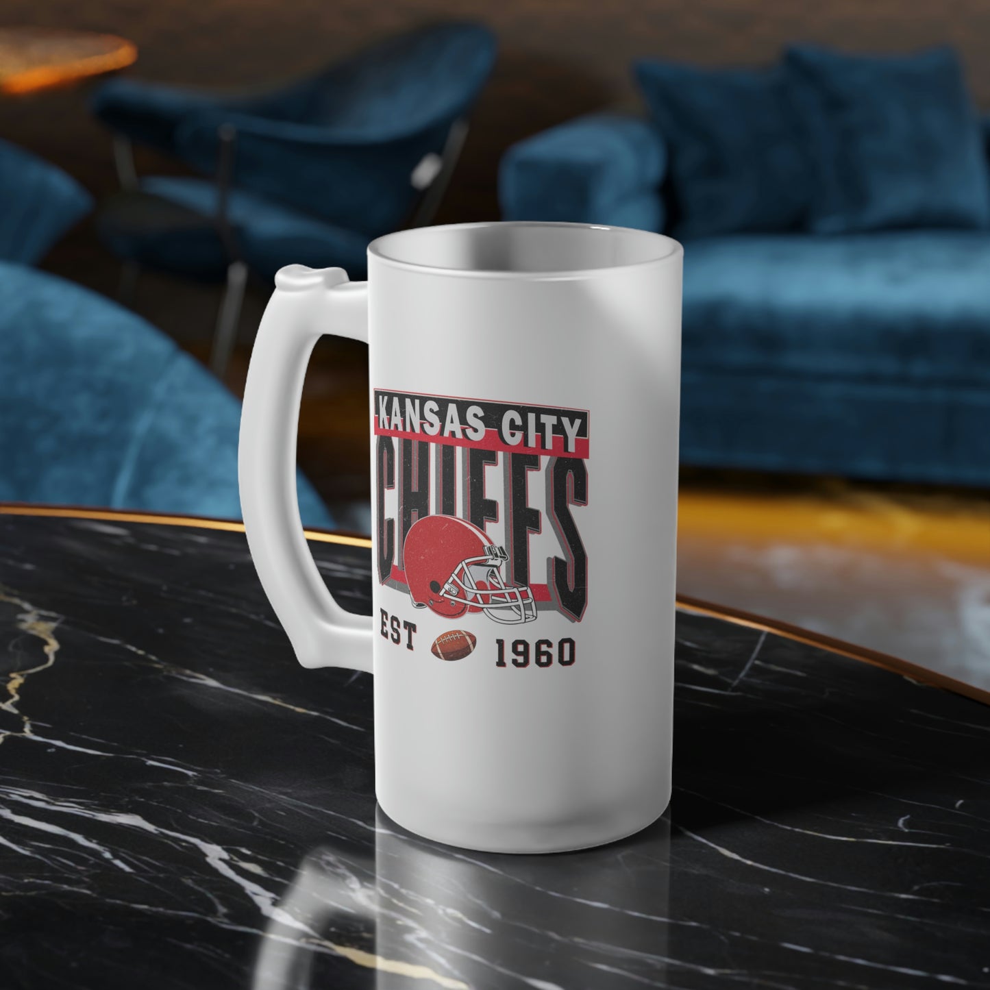 Kansas City Football Frosted Glass Beer Mug