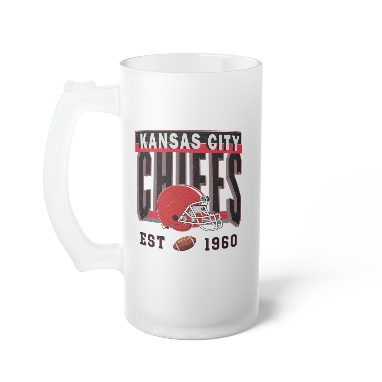 Kansas City Football Frosted Glass Beer Mug