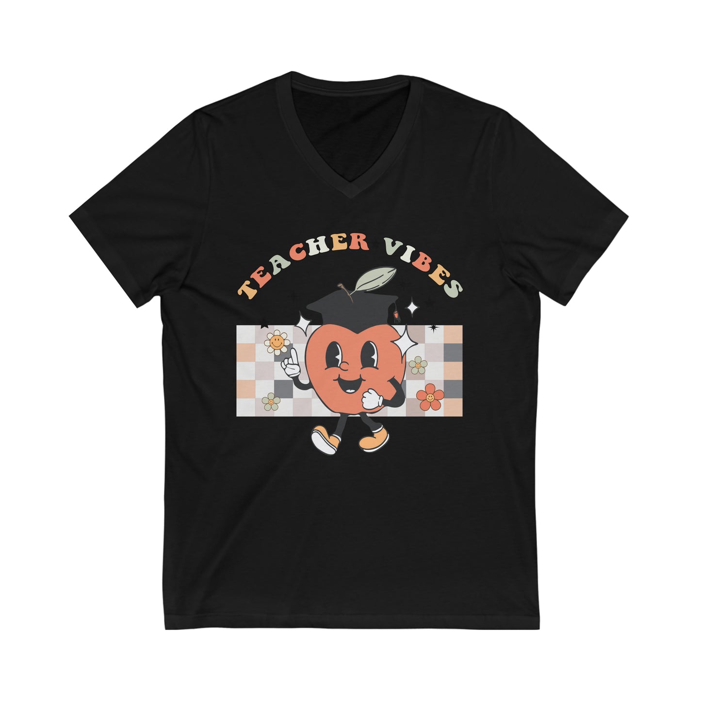 Teacher Vibes Unisex Jersey Short Sleeve V-Neck Tee