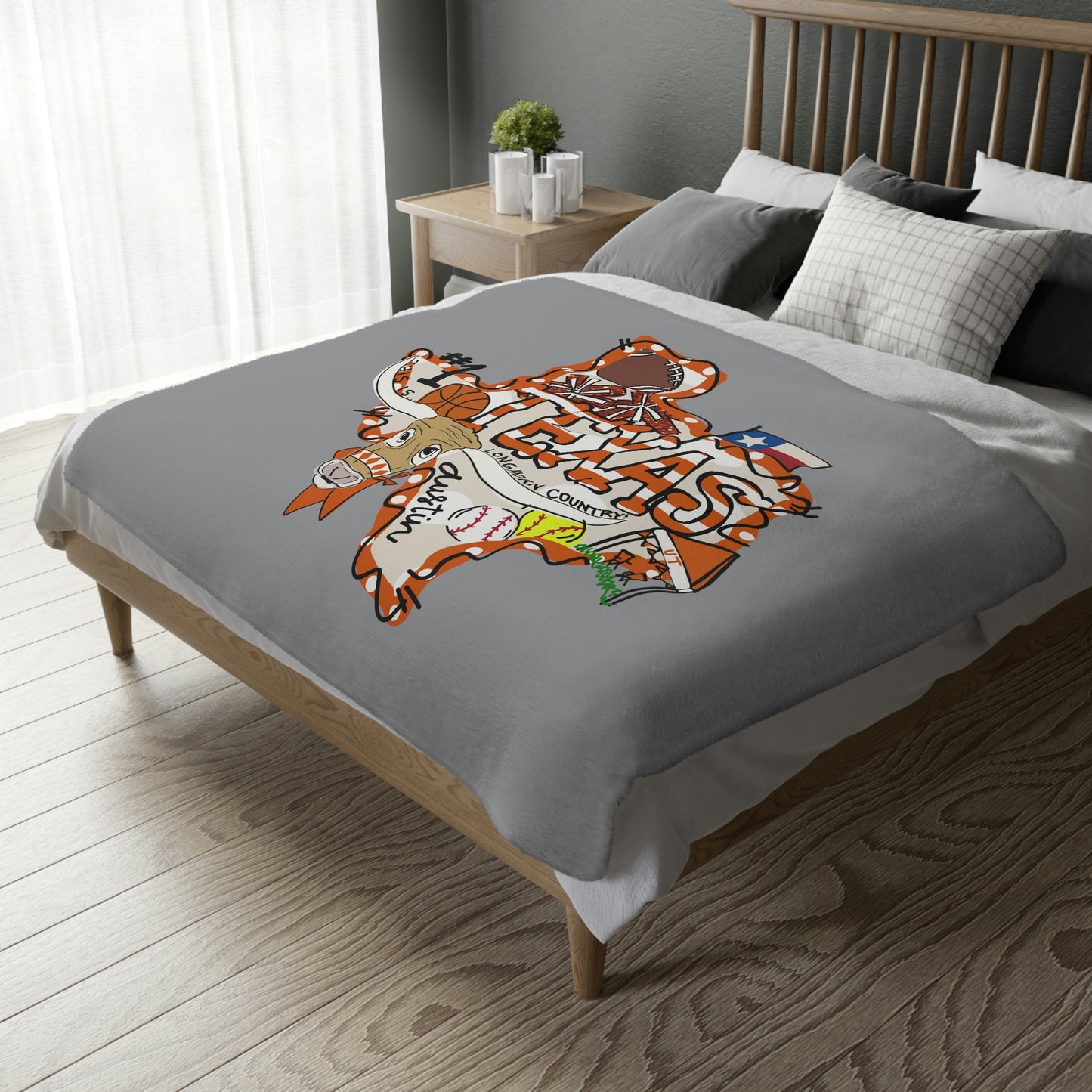 Longhorns Velveteen Minky Throw Blanket