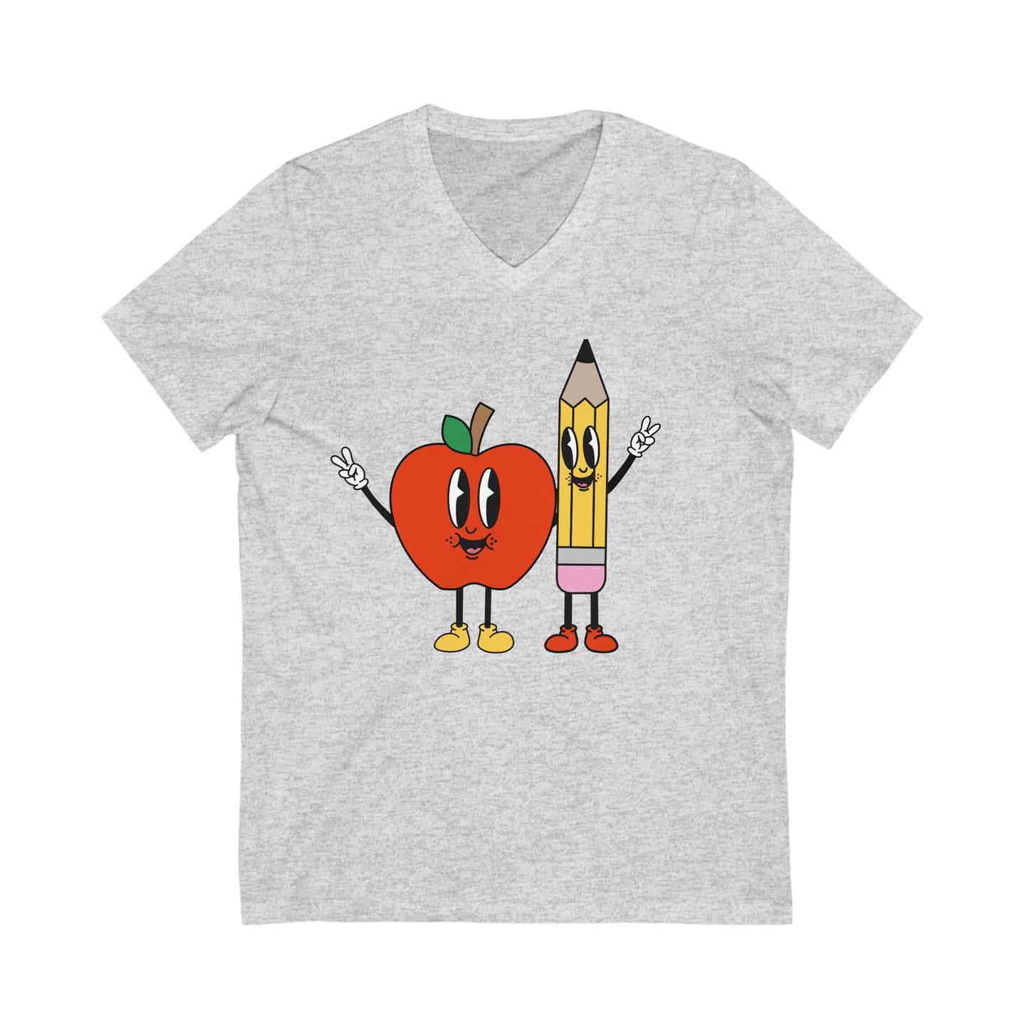 Apple Pencil Teacher Unisex Jersey Short Sleeve V-Neck Tee