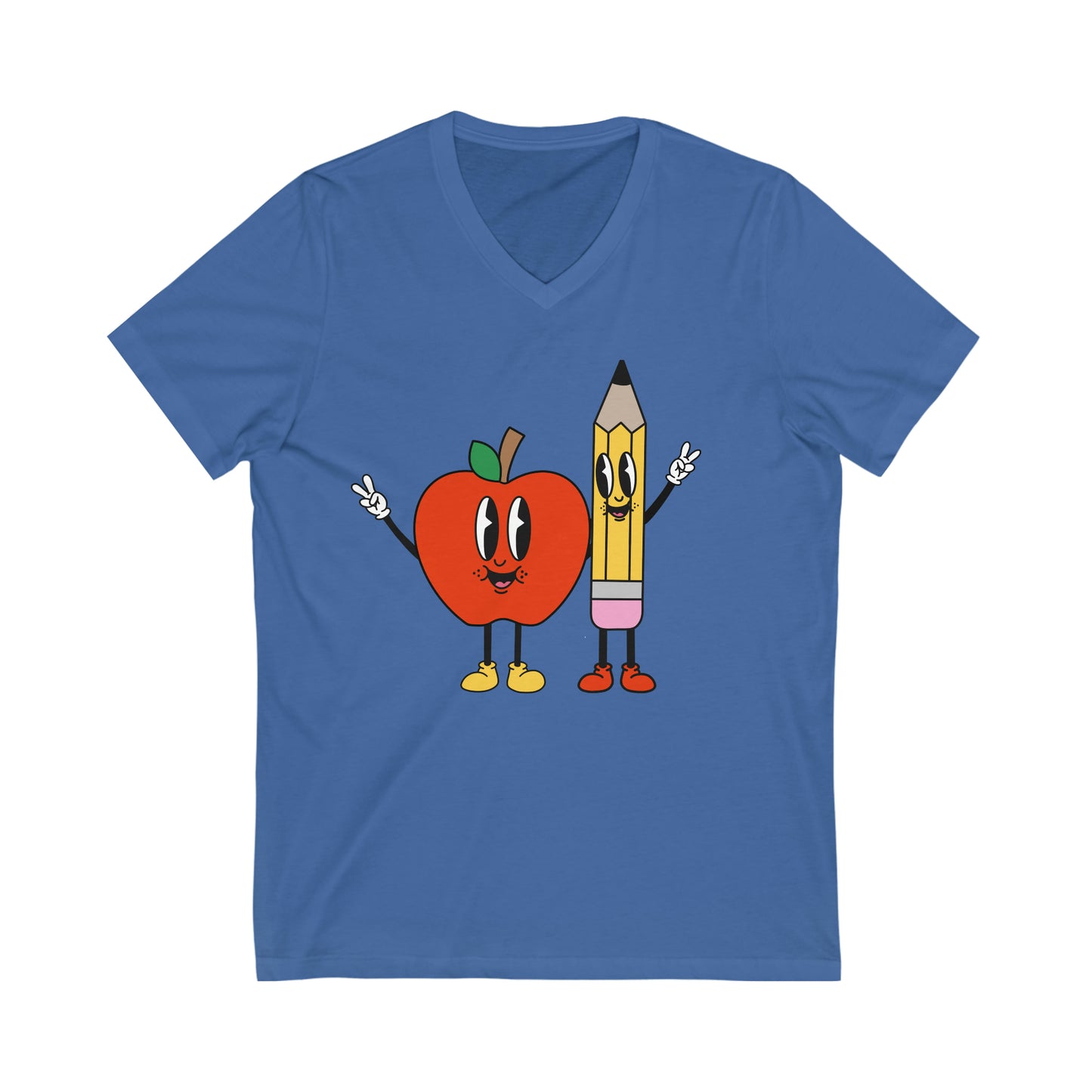 Apple Pencil Teacher Unisex Jersey Short Sleeve V-Neck Tee