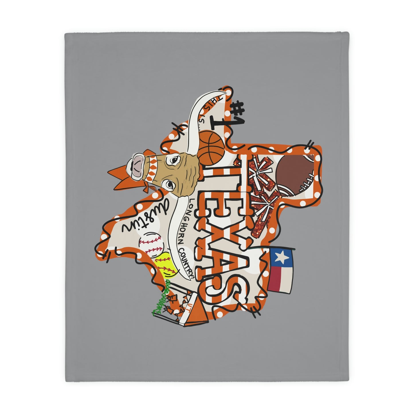 Longhorns Velveteen Minky Throw Blanket