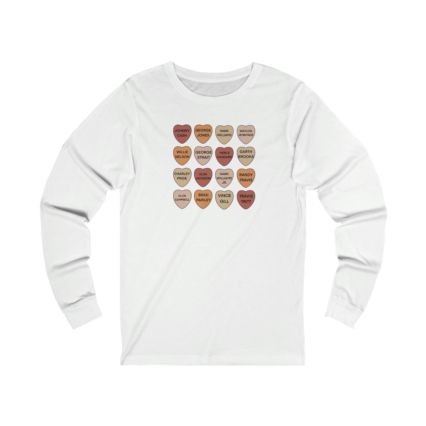 Texas Themed Candy Hearts Valentines Day Unisex Jersey Long Sleeve Tee