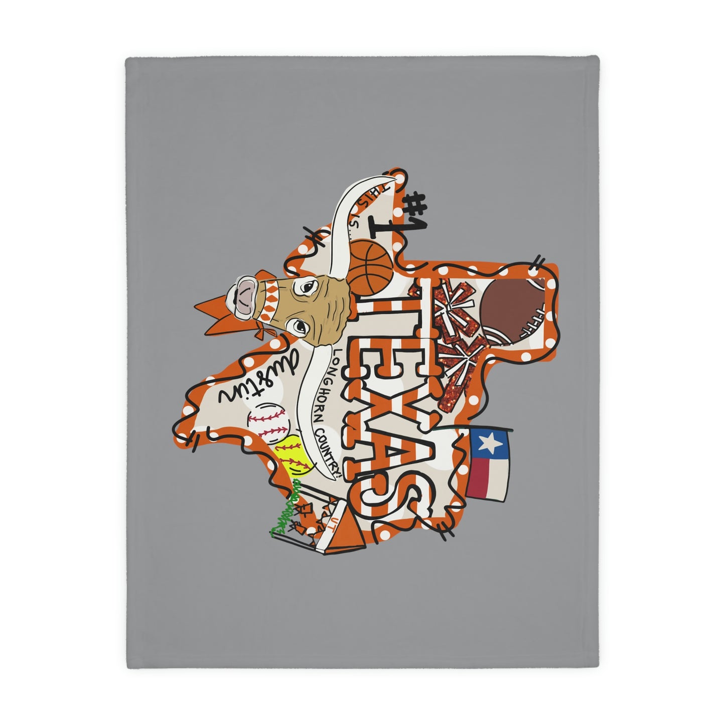 Longhorns Velveteen Minky Throw Blanket