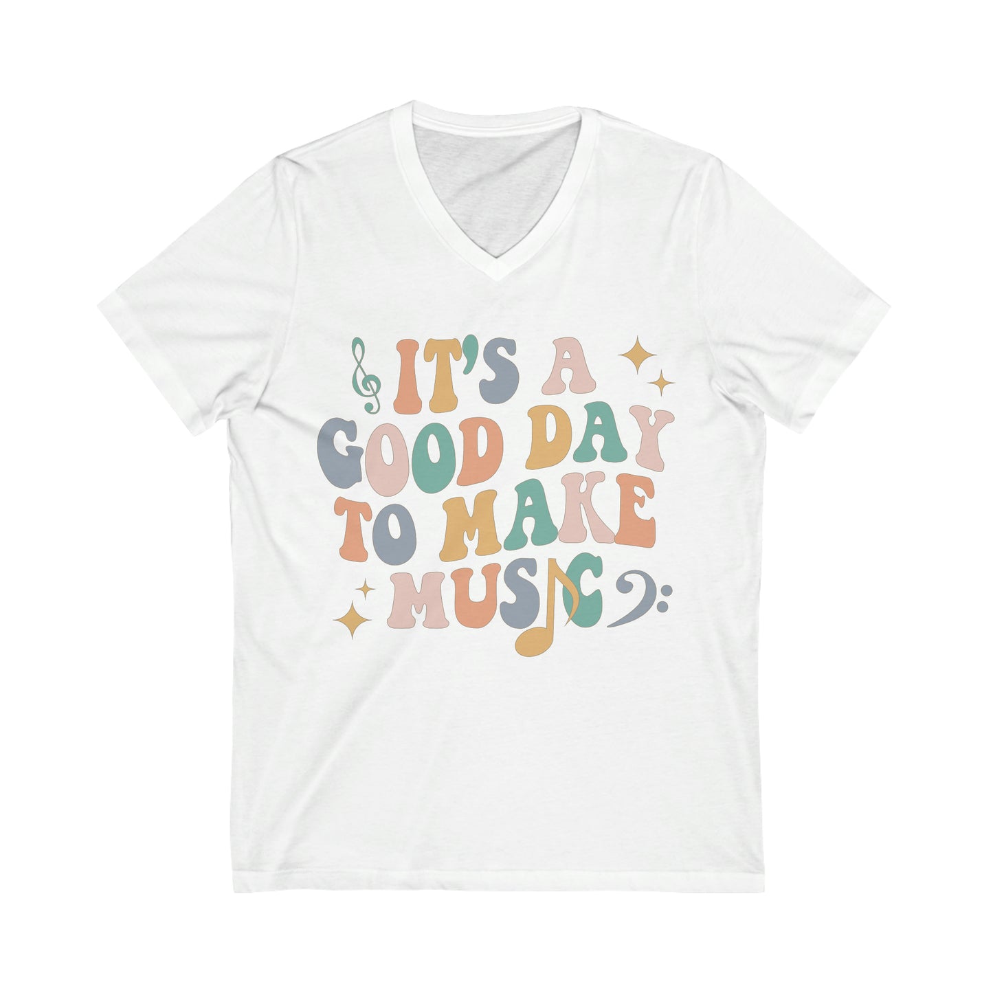 Good Day To Make Music | Teacher Unisex Jersey Short Sleeve V-Neck Tee