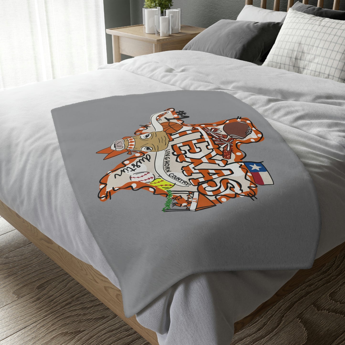 Longhorns Velveteen Minky Throw Blanket
