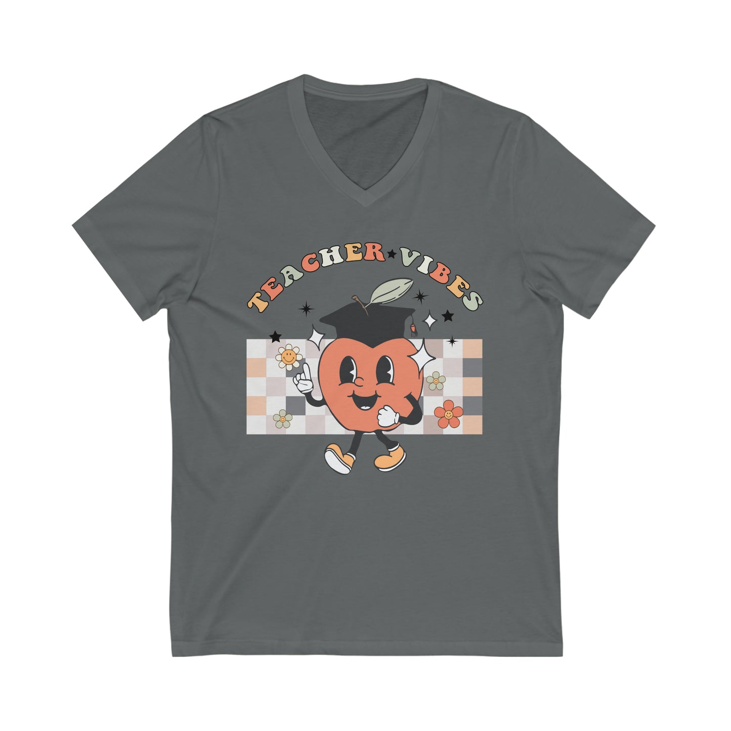 Teacher Vibes Unisex Jersey Short Sleeve V-Neck Tee