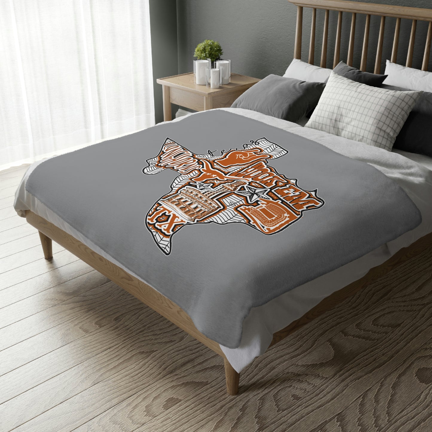 Longhorns Velveteen Minky Throw Blanket