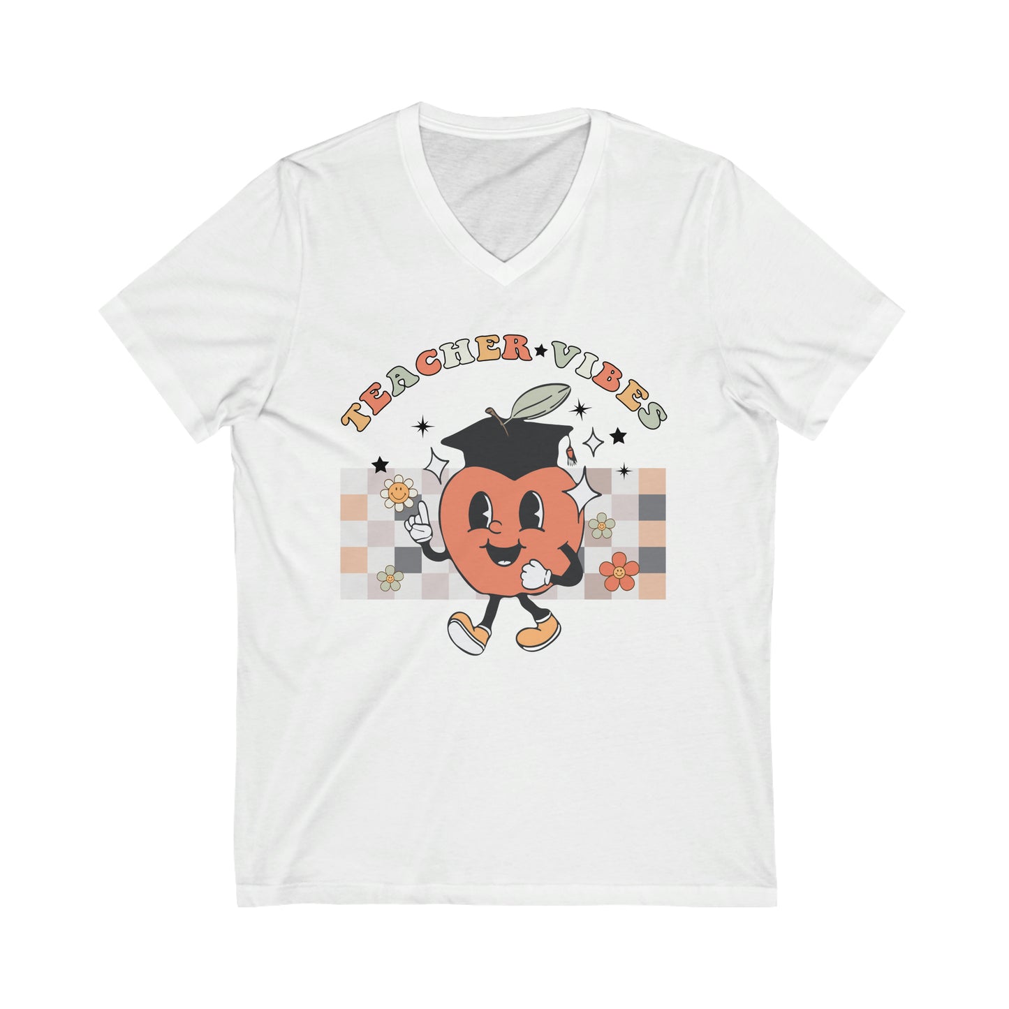 Teacher Vibes Unisex Jersey Short Sleeve V-Neck Tee