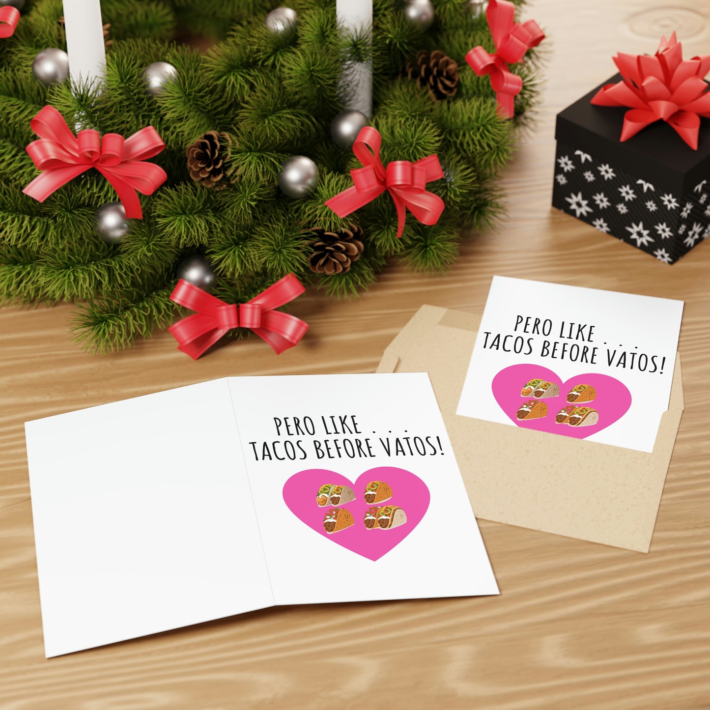 Tacos Before Vatos Valentines Day Greeting Card