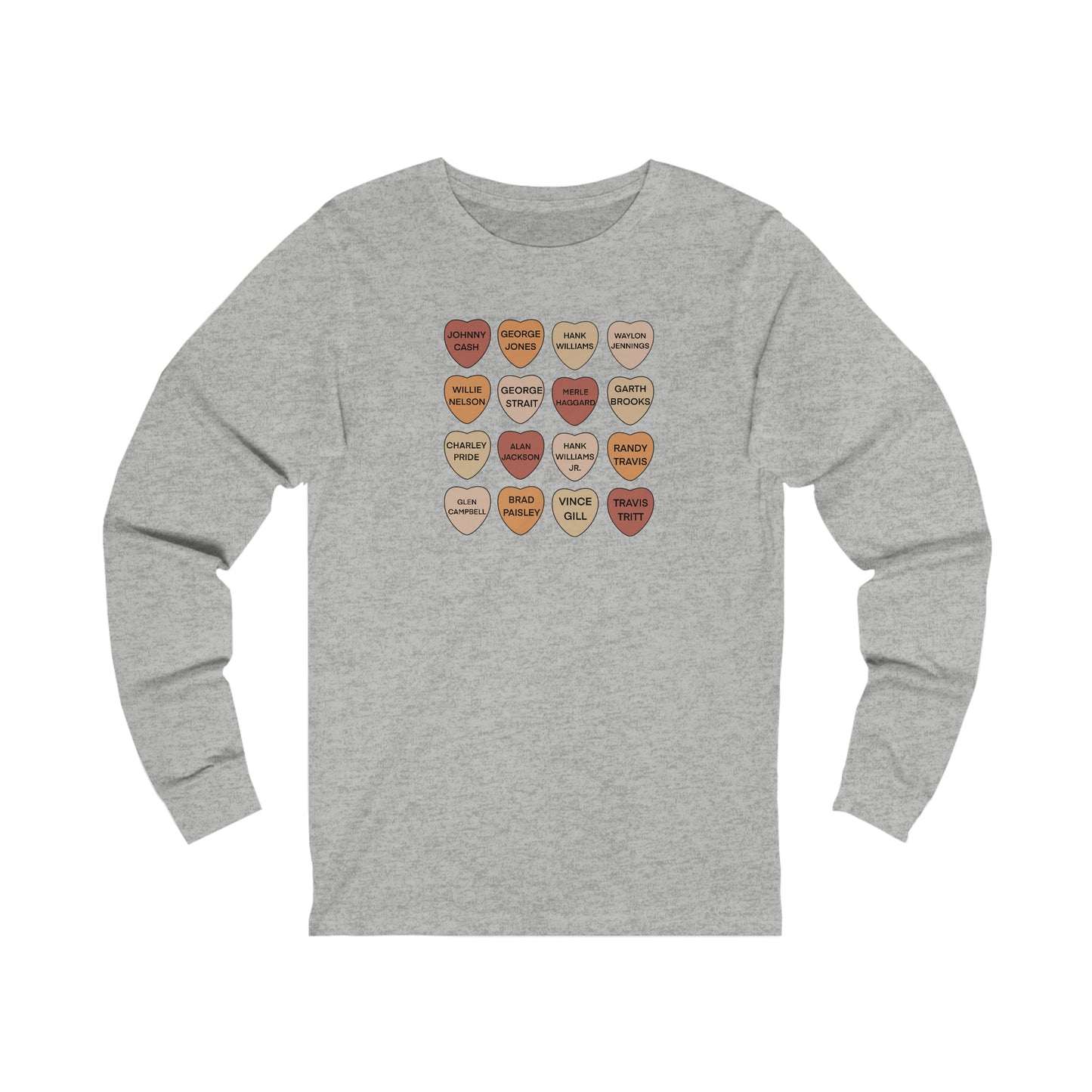 Texas Themed Candy Hearts Valentines Day Unisex Jersey Long Sleeve Tee