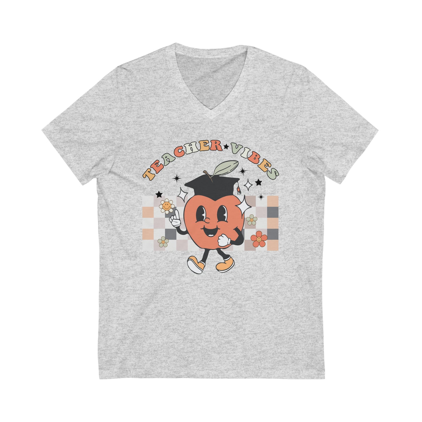 Teacher Vibes Unisex Jersey Short Sleeve V-Neck Tee