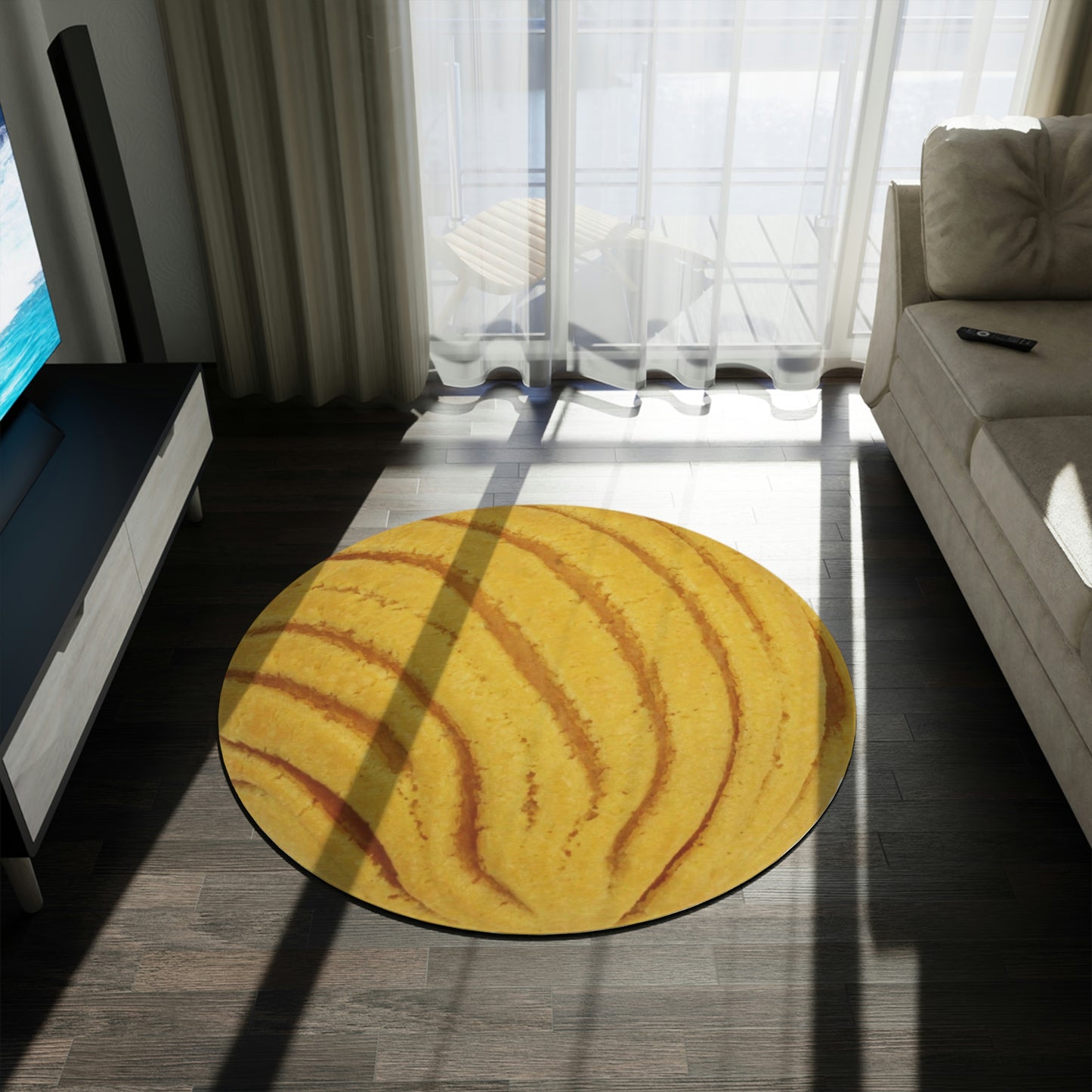 Yellow Concha Round Rug