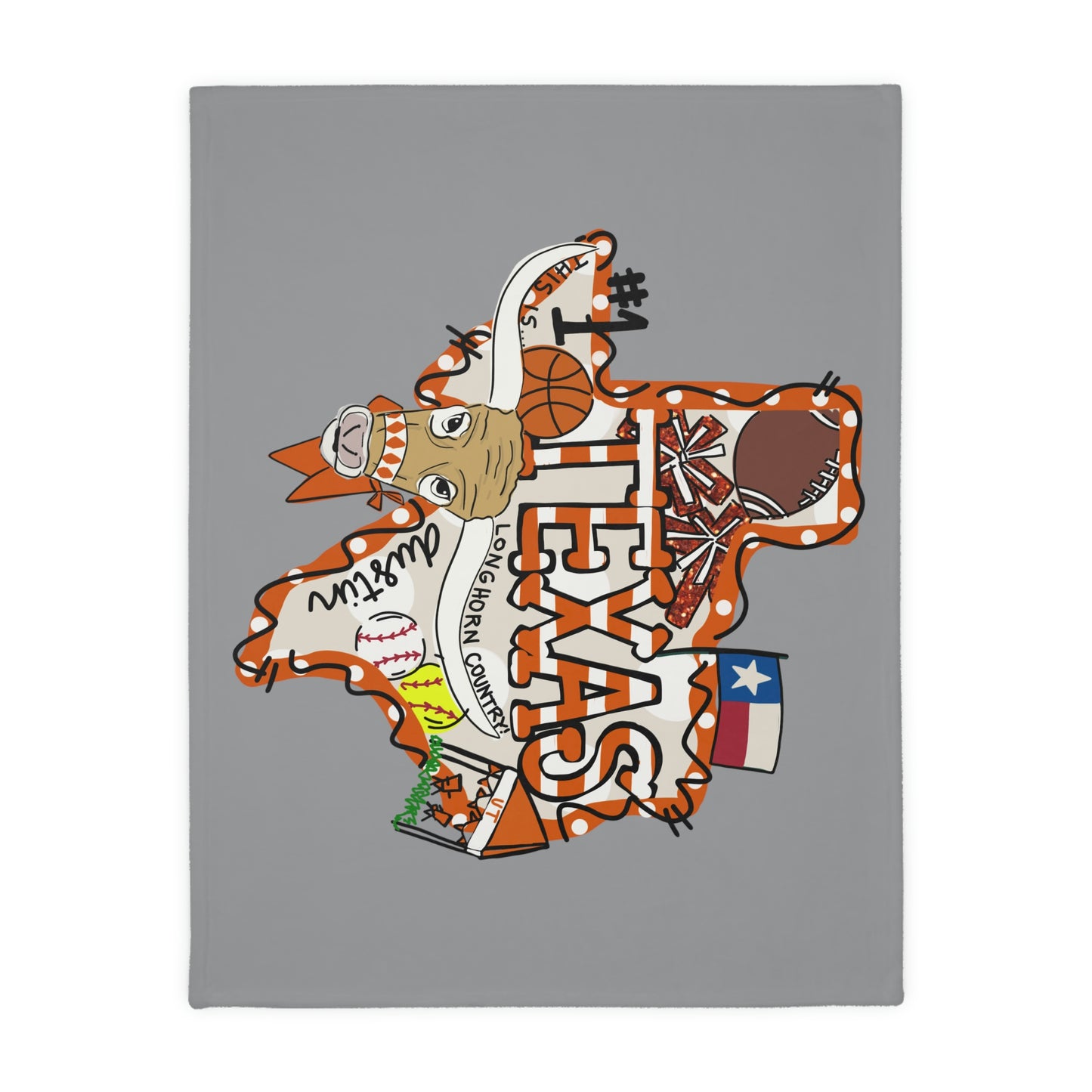 Longhorns Velveteen Minky Throw Blanket