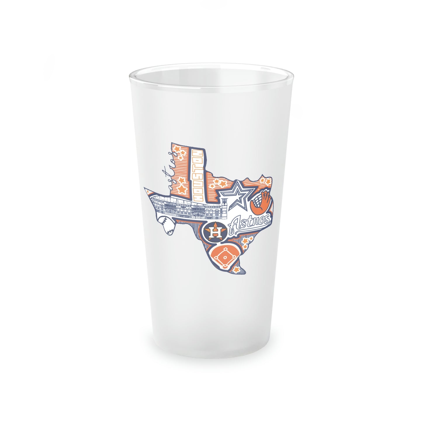 Houston Astros World Series Champions Baseball | Frosted Pint Glass, 16oz