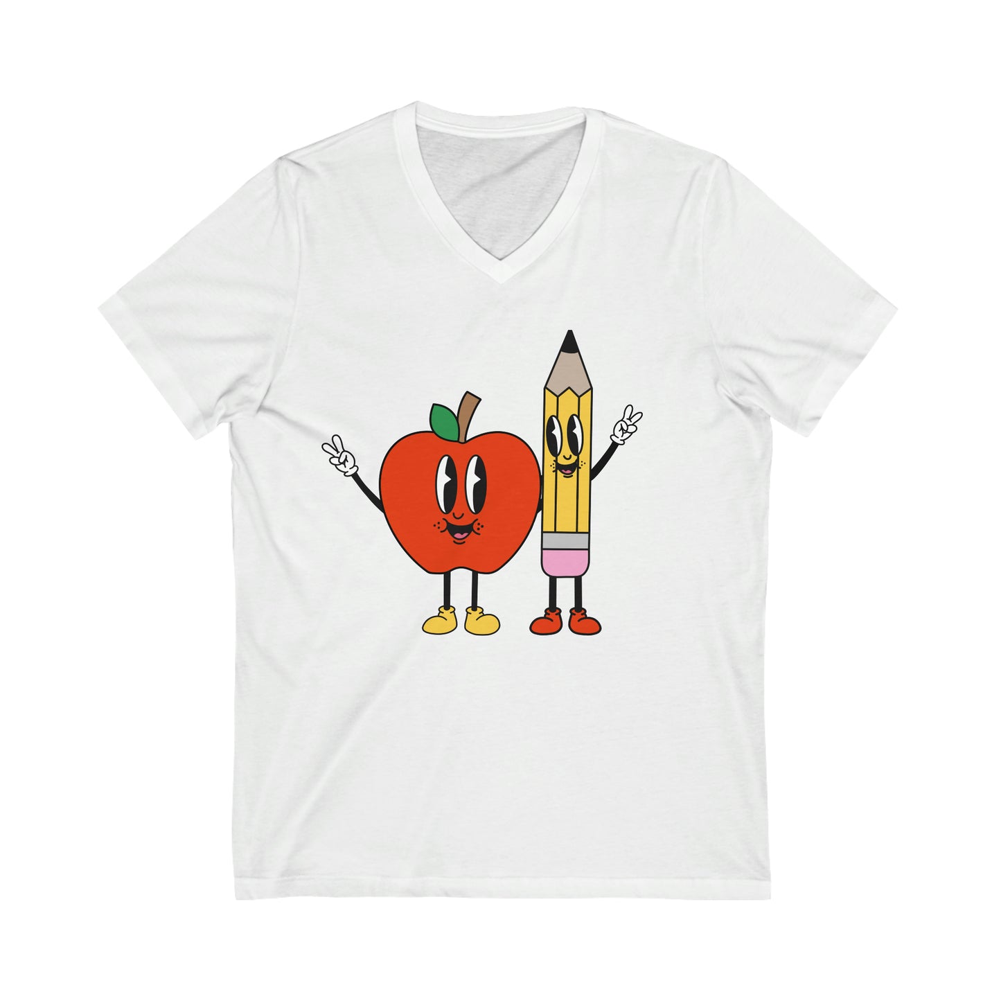 Apple Pencil Teacher Unisex Jersey Short Sleeve V-Neck Tee