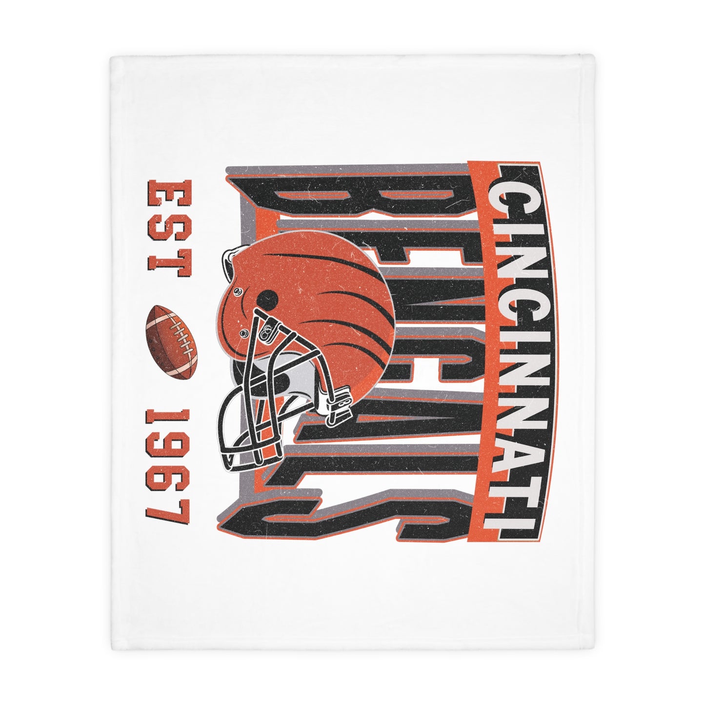 Cincinnati  Football Velveteen Minky Throw Blanket