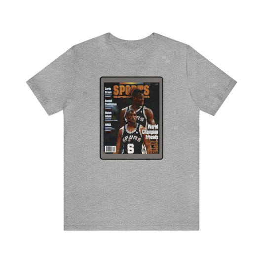 90s Throwback Spurs Basketball David Robinson Avery Johnson Sports Illustrated Unisex Jersey Short Sleeve Tee