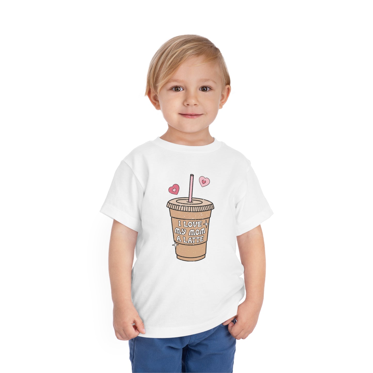 I Love My Mom A latte Valentines Day Toddler Short Sleeve Tee