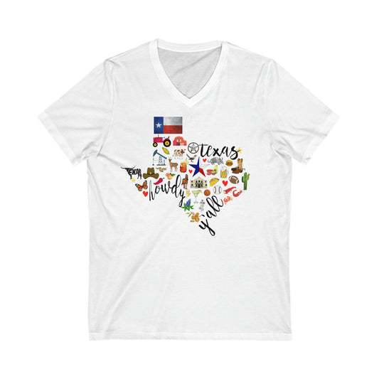 Texas Unisex Jersey Short Sleeve V-Neck Tee