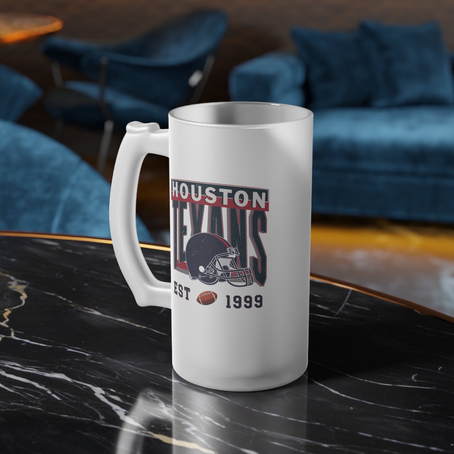 Houston Football Frosted Glass Beer Mug