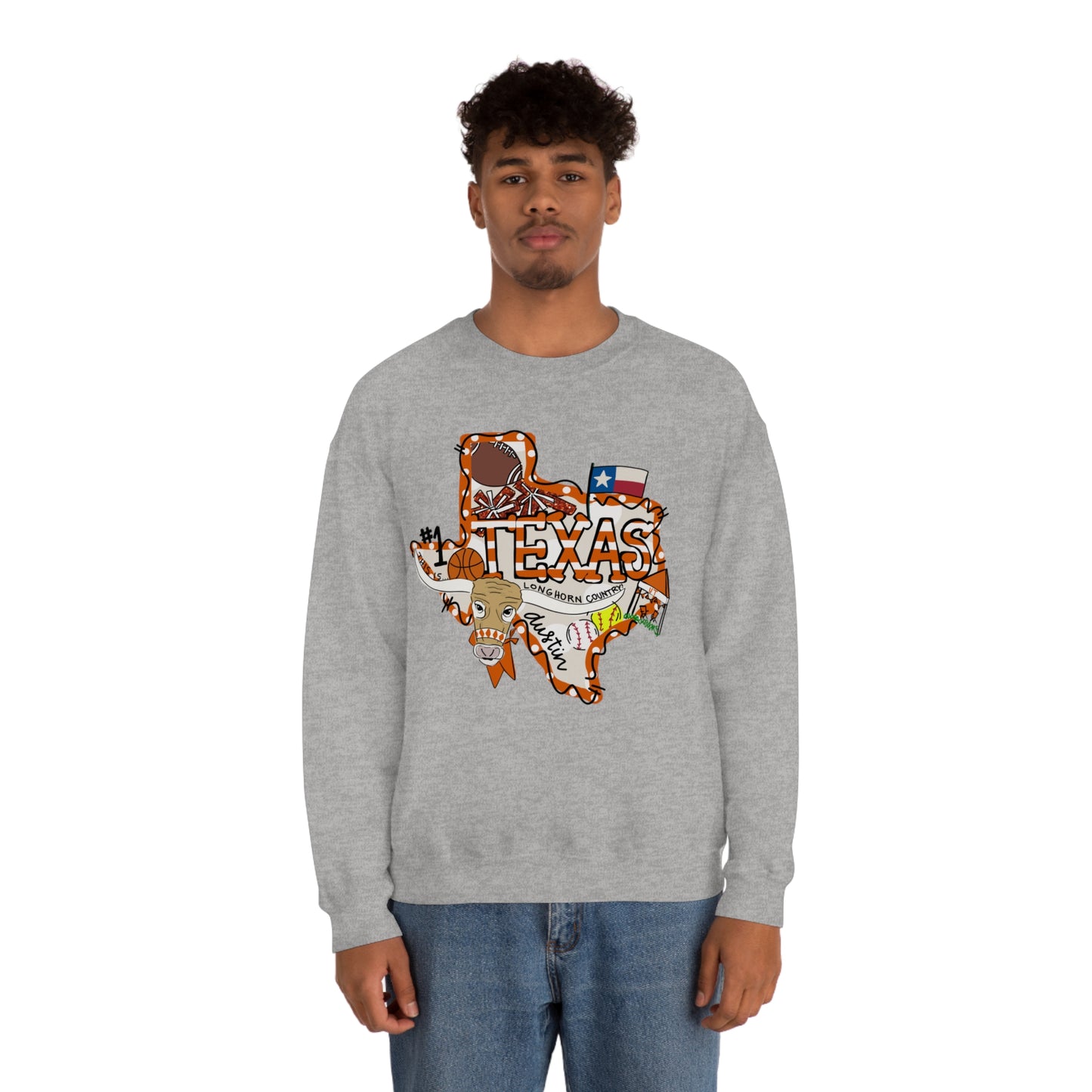 UT Hook Em Austin Texas Longhorn Football Unisex Heavy Blend Crewneck Sweatshirt