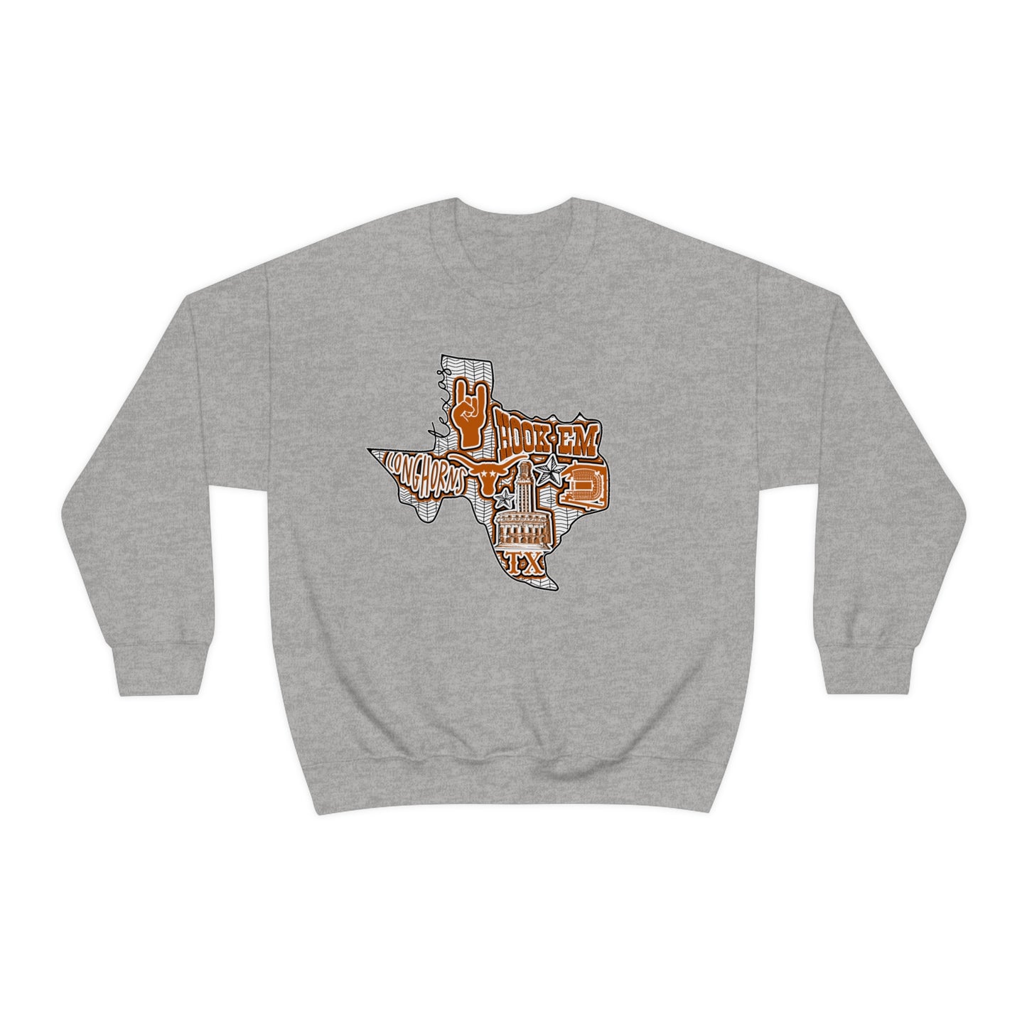 UT Hook Em Austin Texas Longhorn Football Unisex Heavy Blend Crewneck Sweatshirt