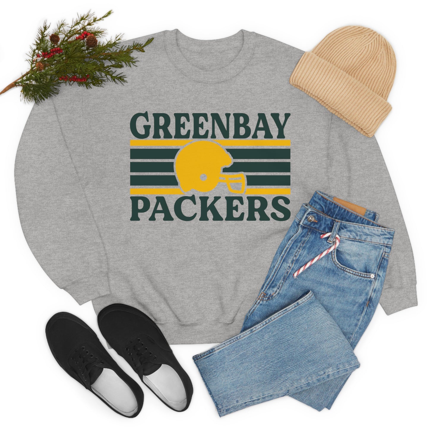 Retro Style Green Bay Football  Unisex Heavy Blend Crewneck Sweatshirt