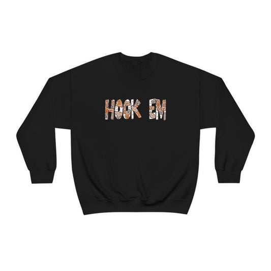 UT Hook Em Austin Texas Longhorn Football Unisex Heavy Blend Crewneck Sweatshirt