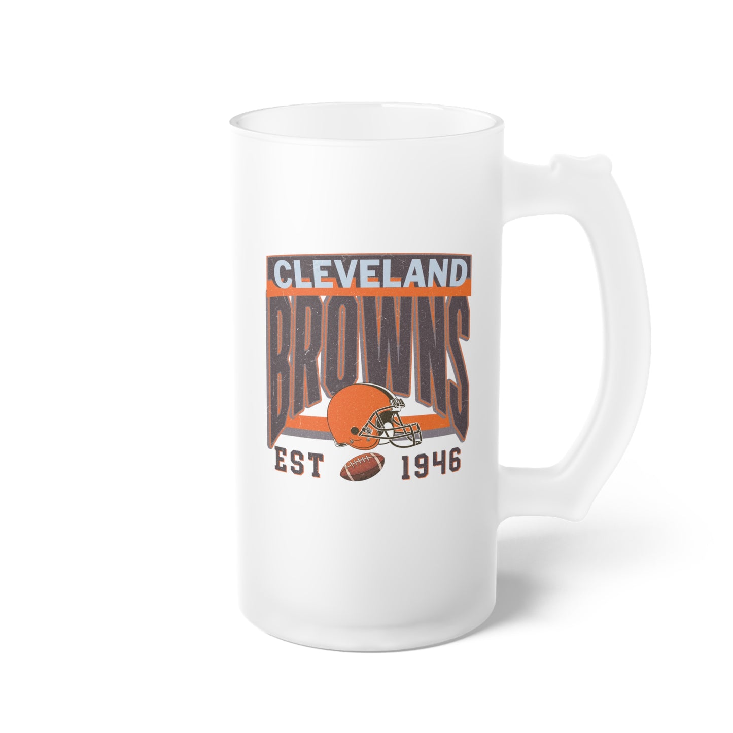 Cleveland Football Frosted Glass Beer Mug