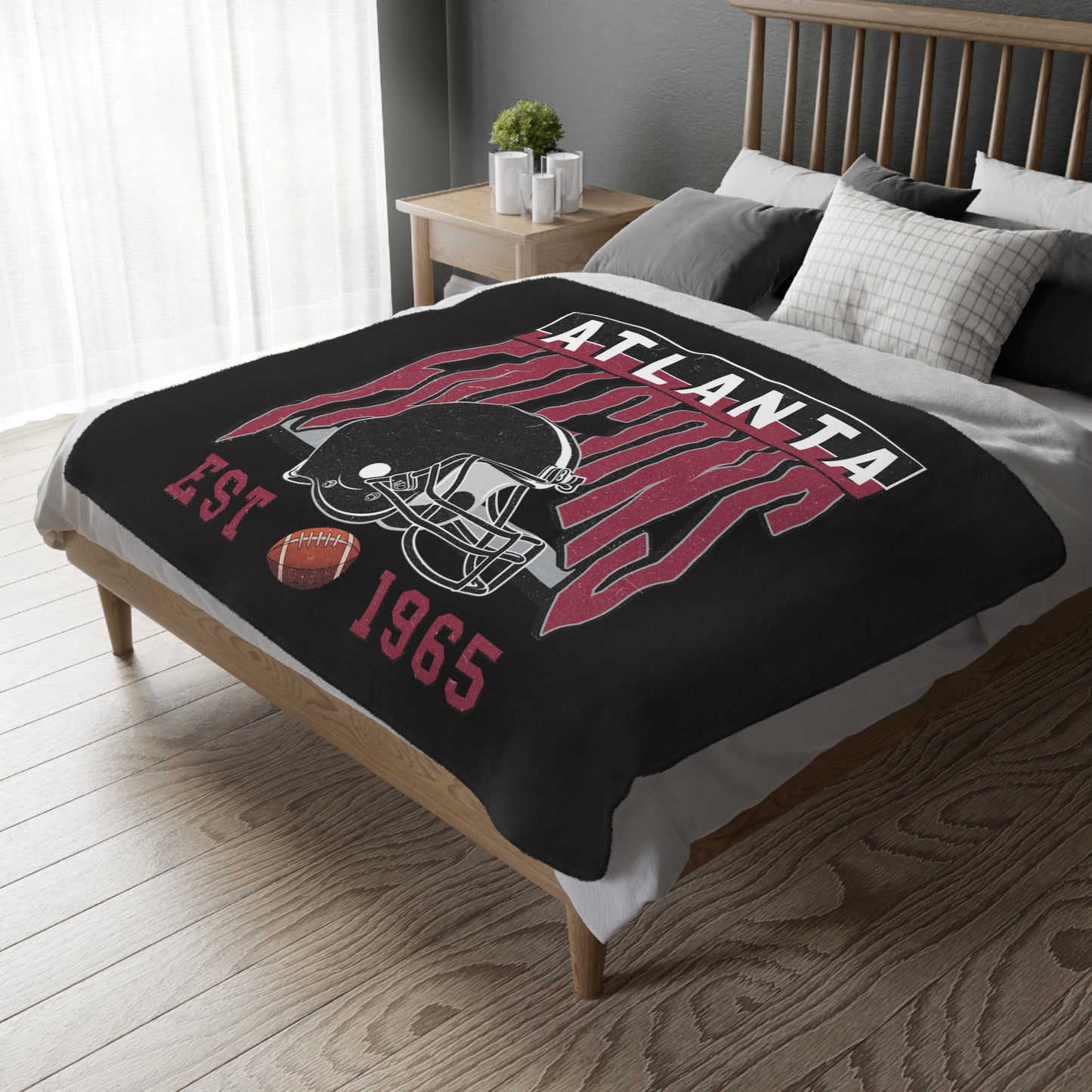 Atlanta Football Velveteen Minky Throw Blanket