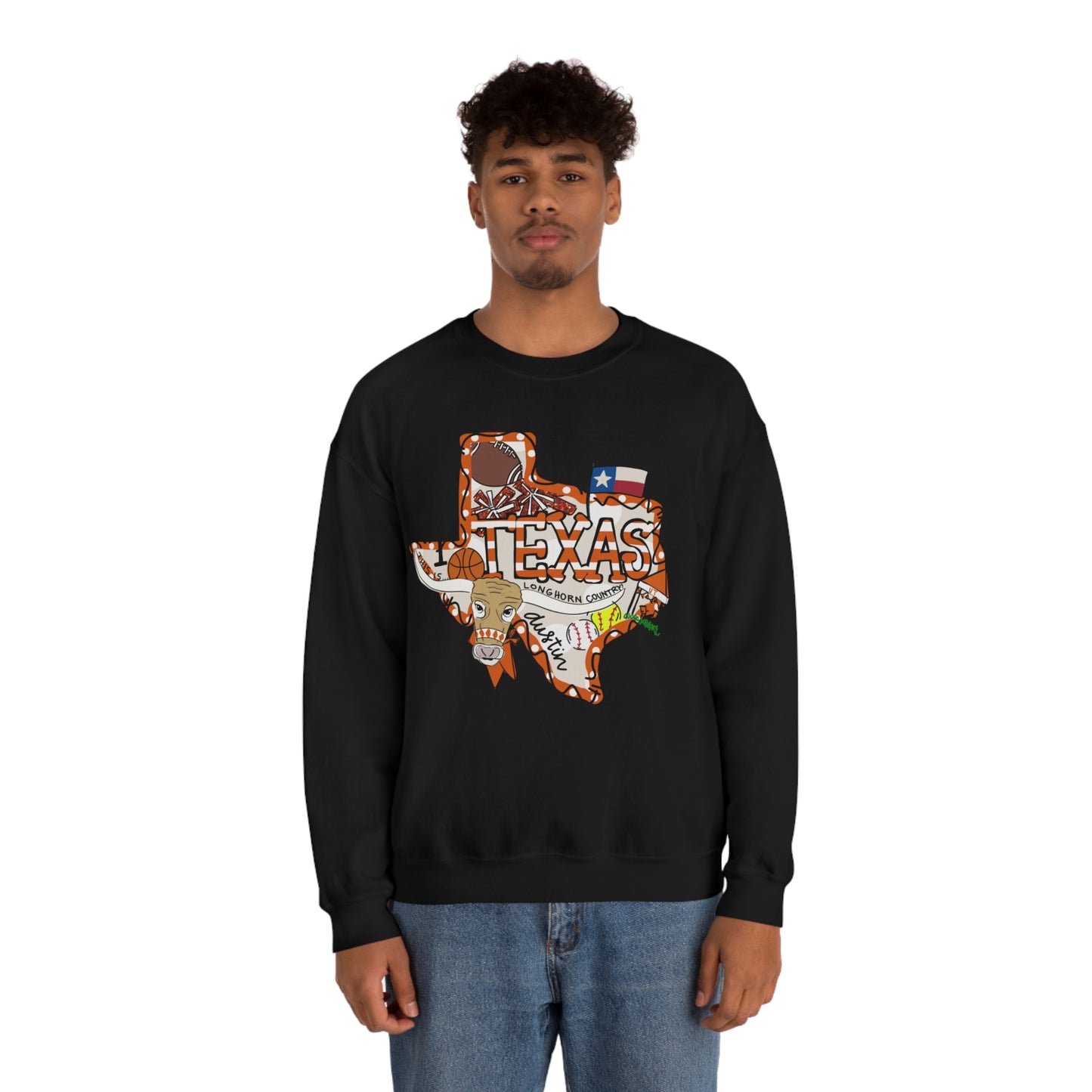 UT Hook Em Austin Texas Longhorn Football Unisex Heavy Blend Crewneck Sweatshirt