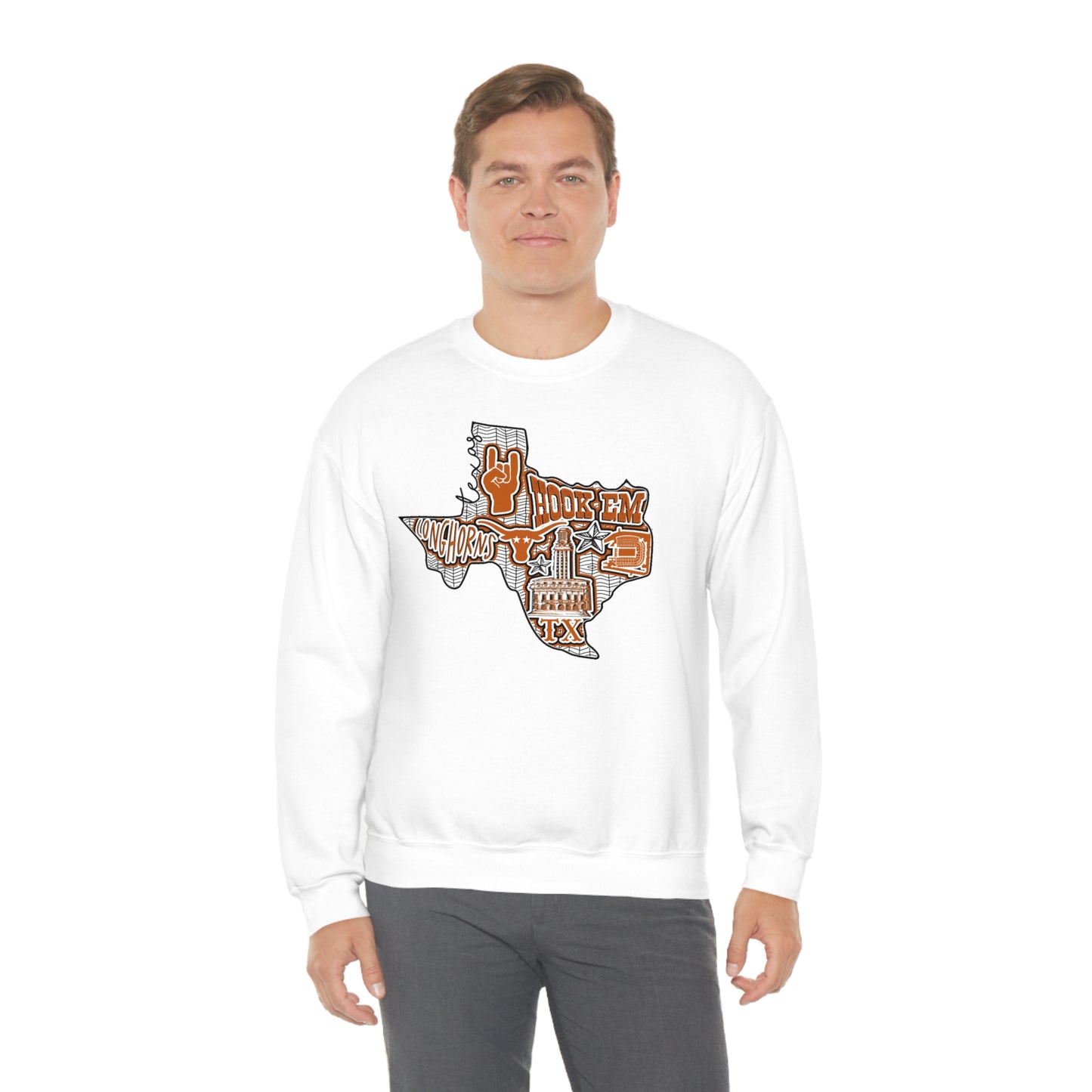 UT Hook Em Austin Texas Longhorn Football Unisex Heavy Blend Crewneck Sweatshirt