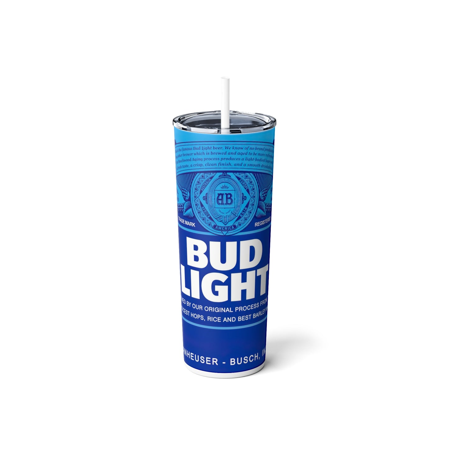 Beer Inspired Skinny Steel Tumbler with Straw, 20oz