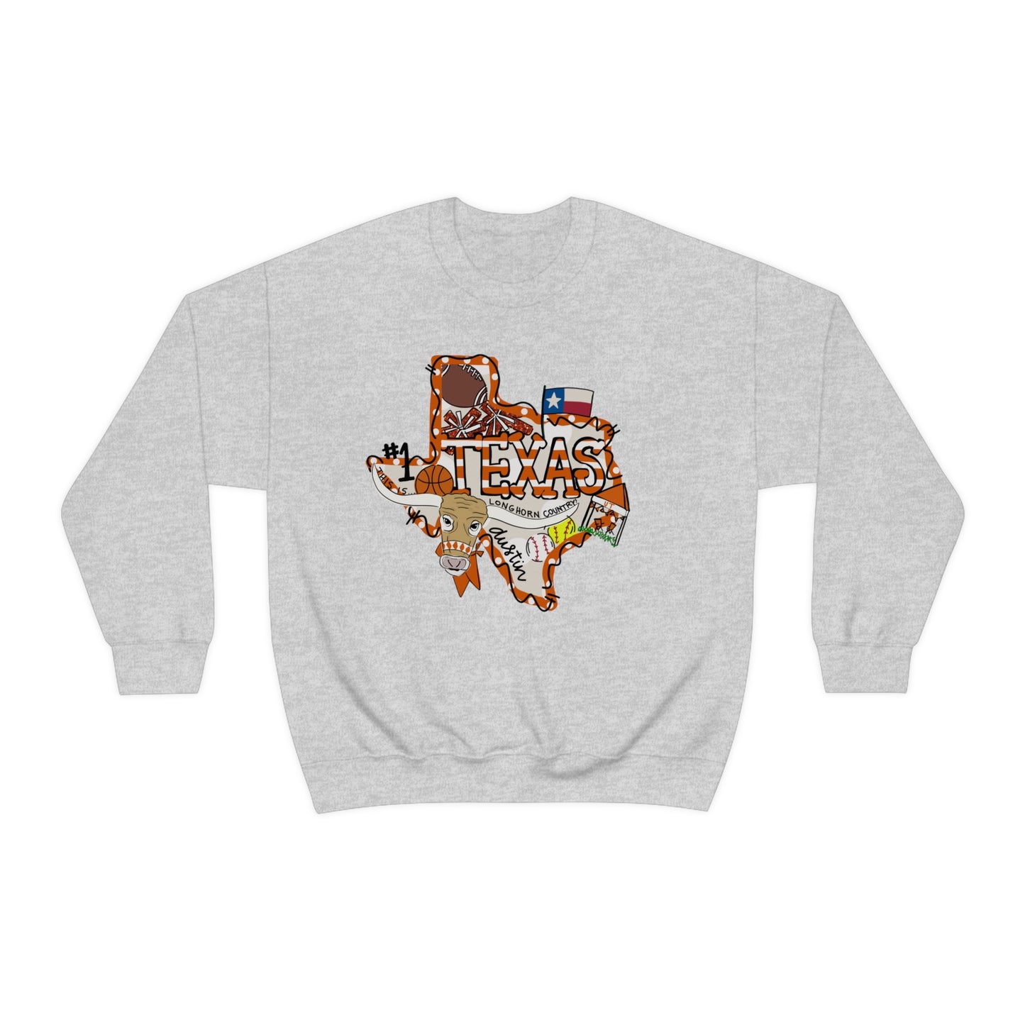 UT Hook Em Austin Texas Longhorn Football Unisex Heavy Blend Crewneck Sweatshirt