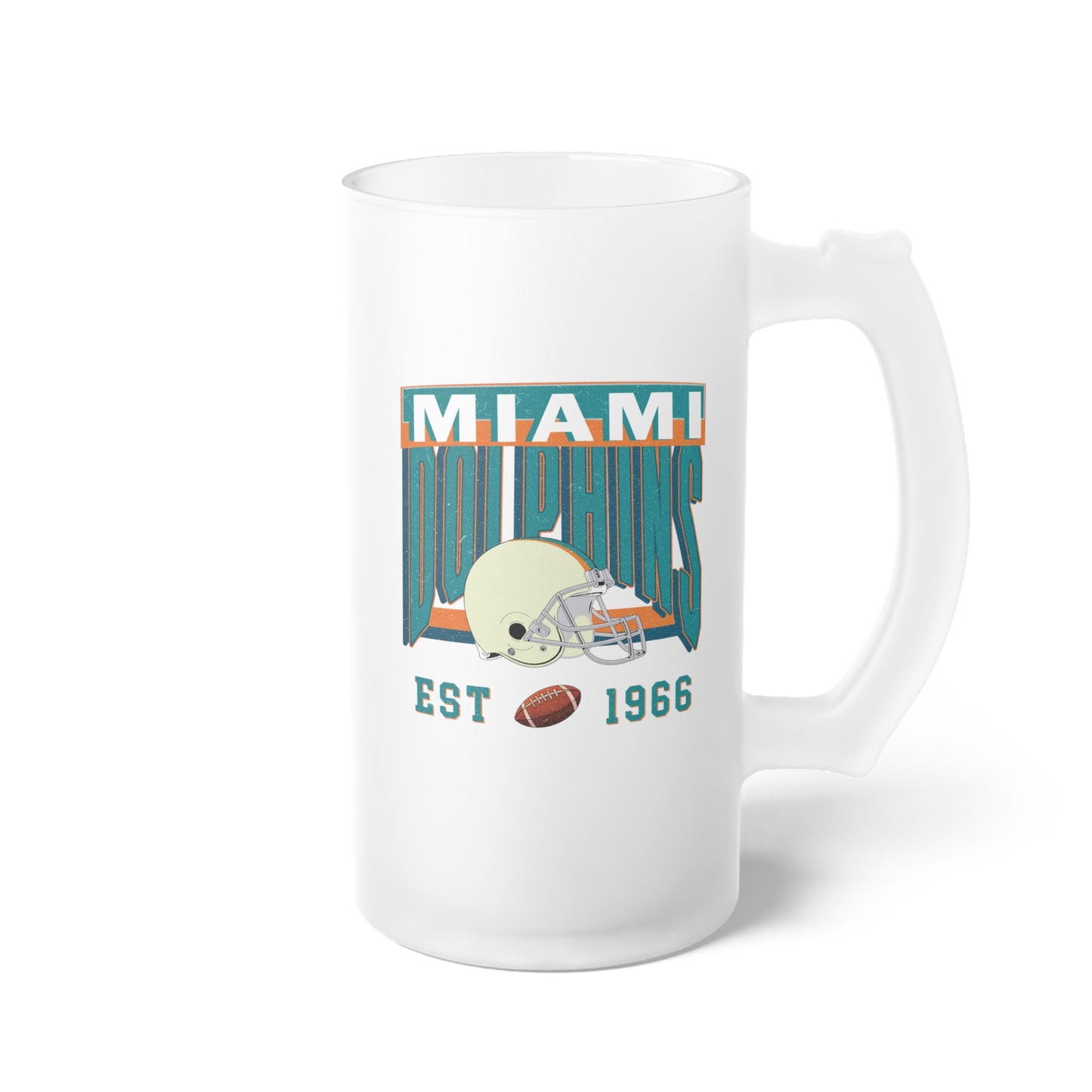 Miami Football Frosted Glass Beer Mug