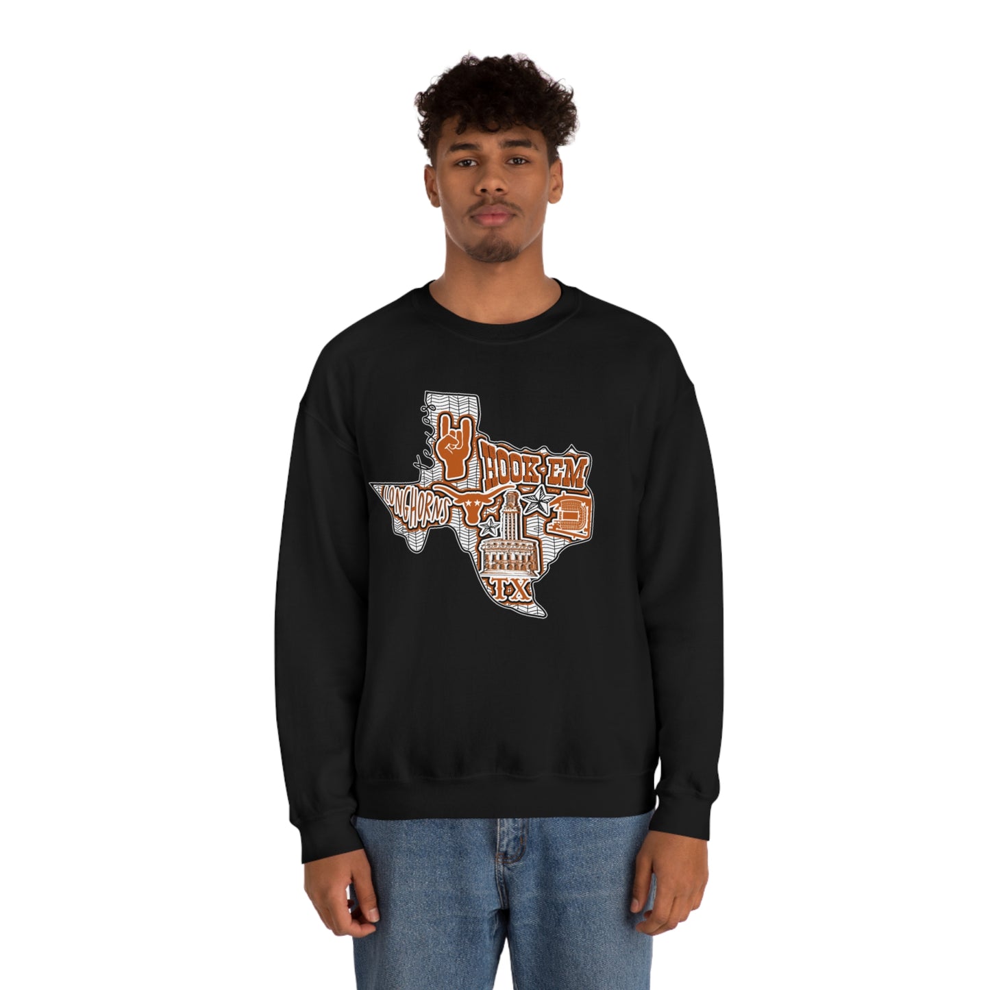 UT Hook Em Austin Texas Longhorn Football Unisex Heavy Blend Crewneck Sweatshirt