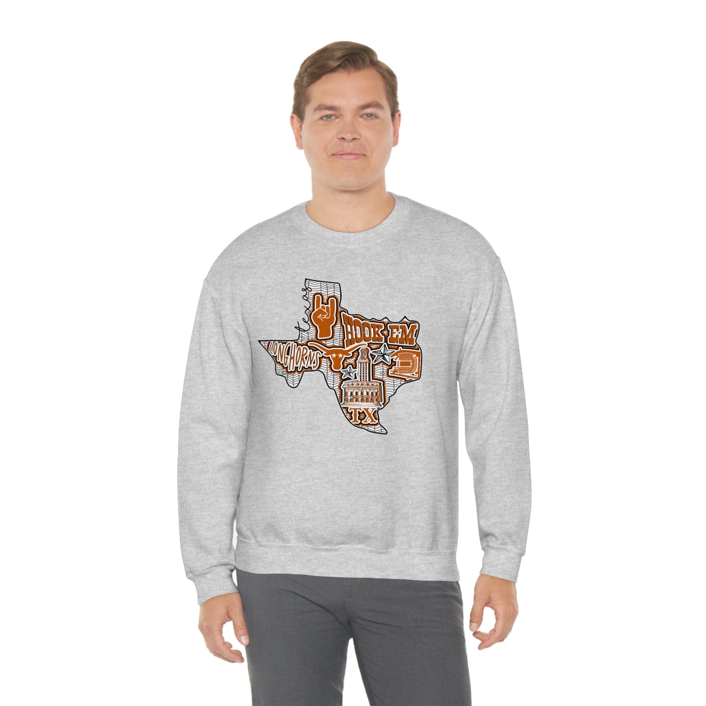 UT Hook Em Austin Texas Longhorn Football Unisex Heavy Blend Crewneck Sweatshirt