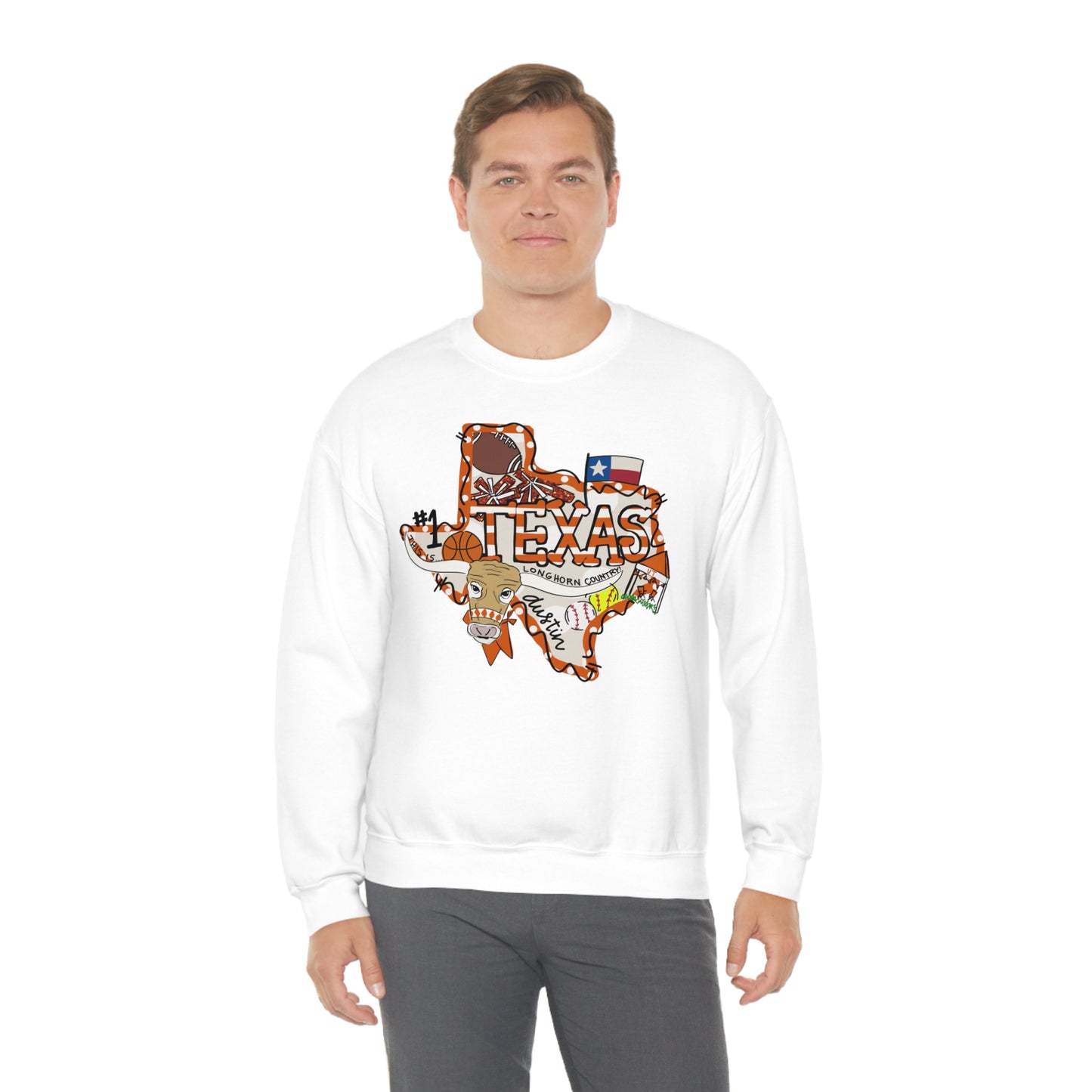 UT Hook Em Austin Texas Longhorn Football Unisex Heavy Blend Crewneck Sweatshirt