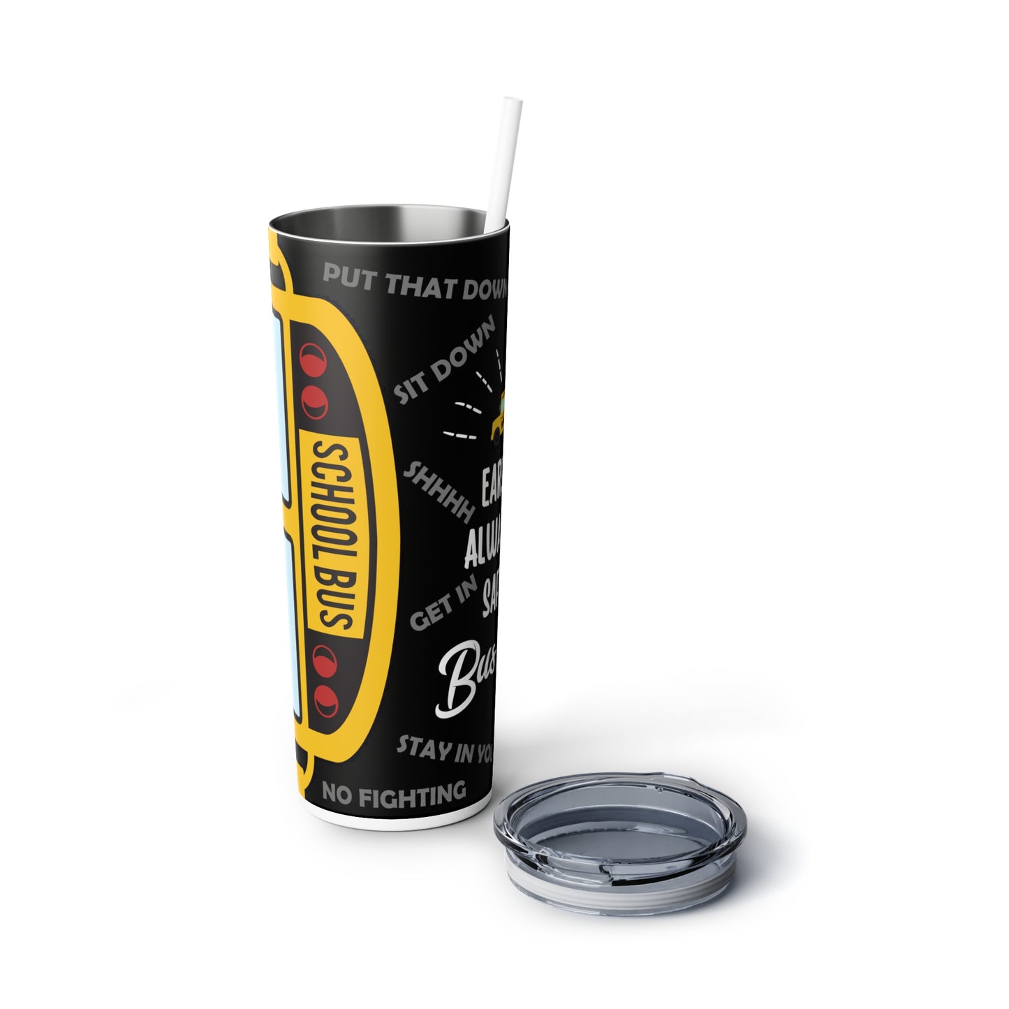 Bus Driver Skinny Steel Tumbler with Straw, 20oz